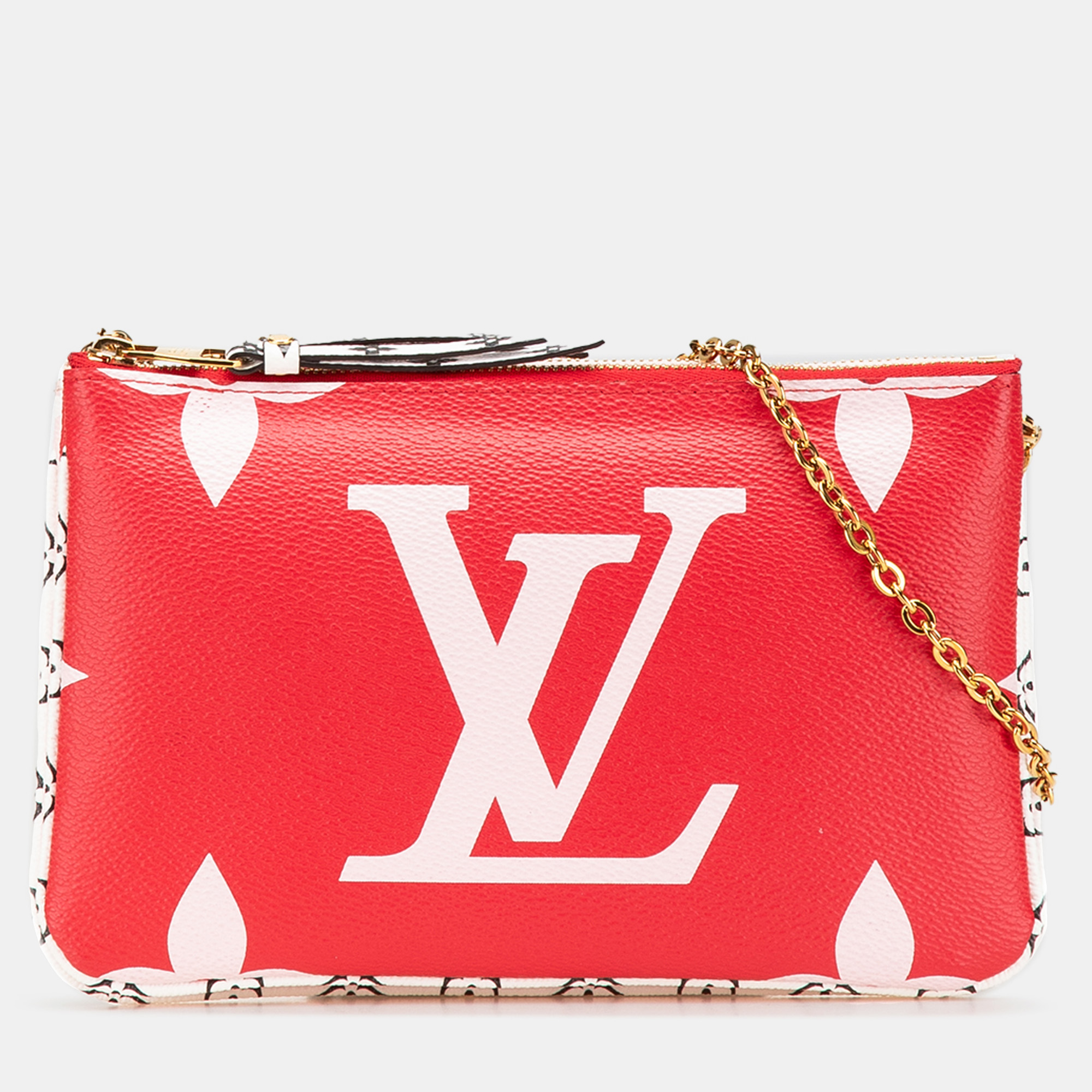 

Louis Vuitton Red Limited Edition Monogram Giant Double Zip Pochette