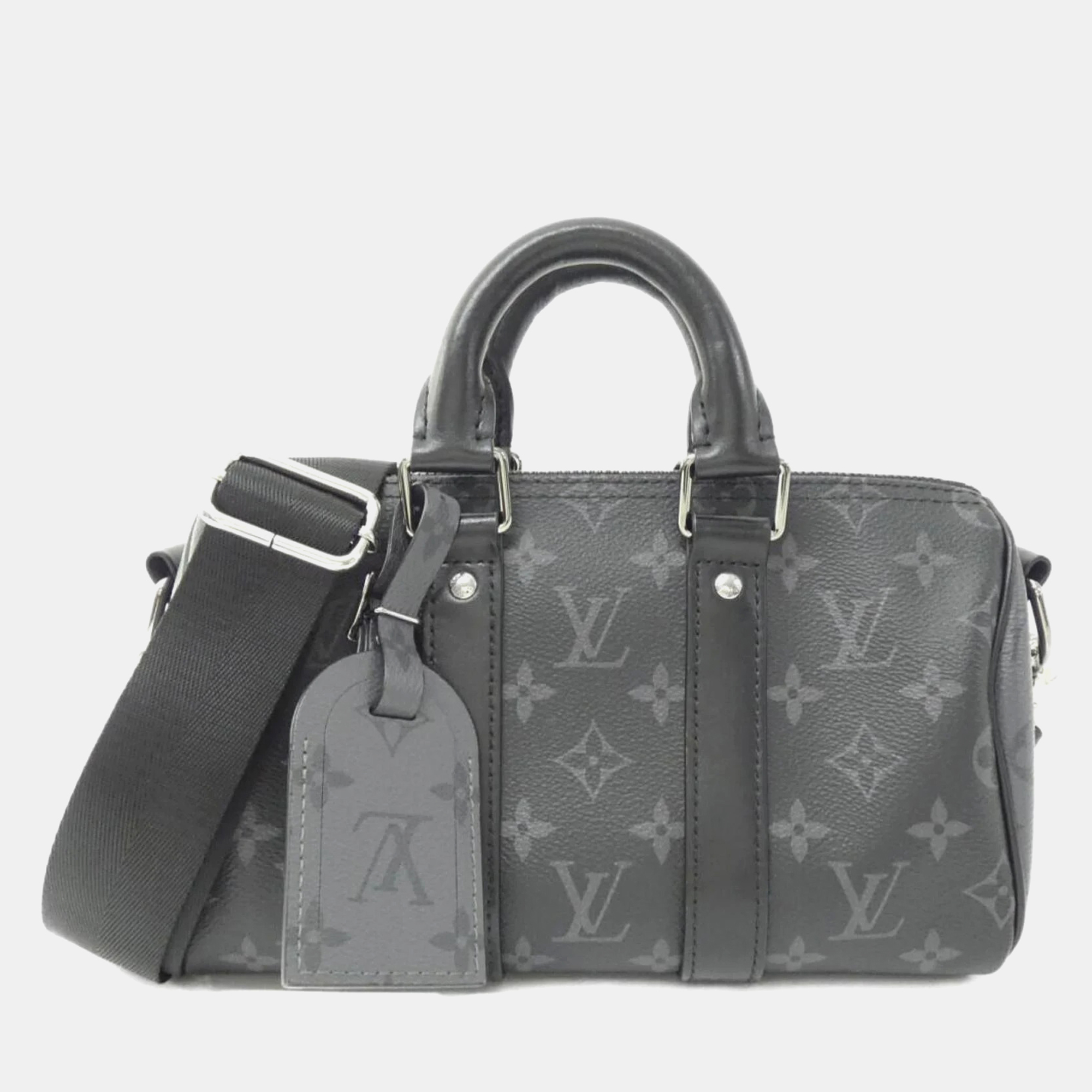 

Louis Vuitton Monogram Eclipse Reverse Keepall Bandouliere  Boston Bag, Grey