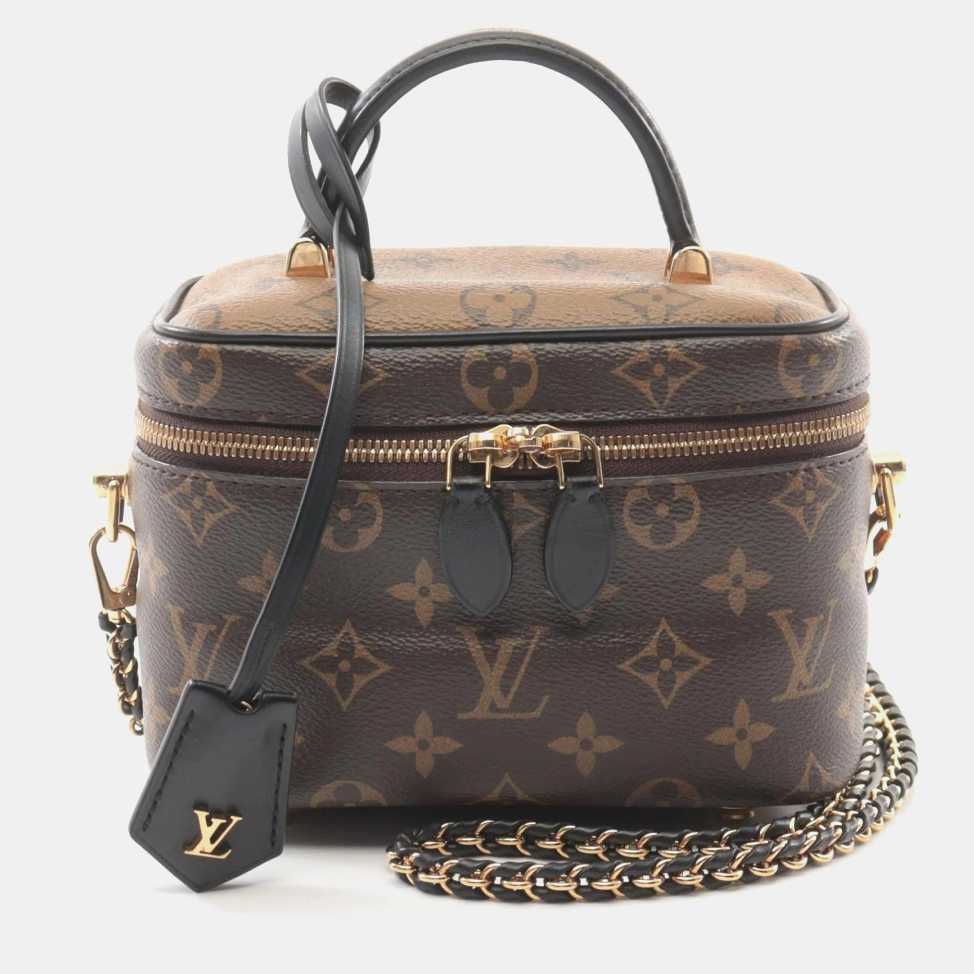 

Louis Vuitton Vanity PM Brown Monogram Canvas Leather Handbag, Black