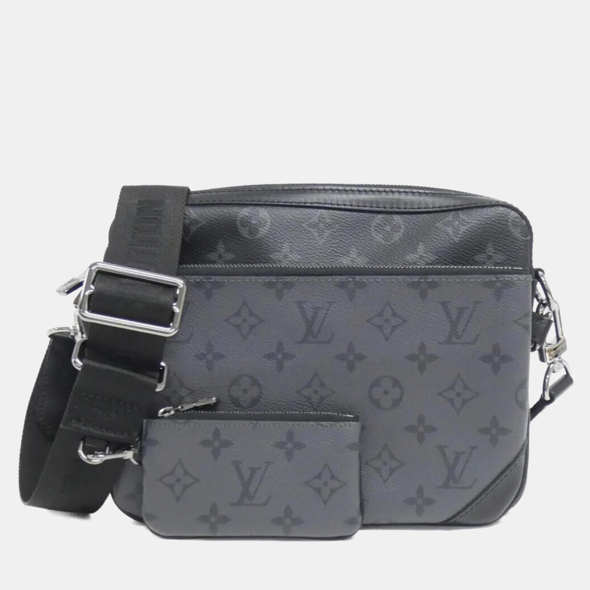 Pre-owned Louis Vuitton Black Monogram Eclipse Reverse Trio Messenger Shoulder Bag