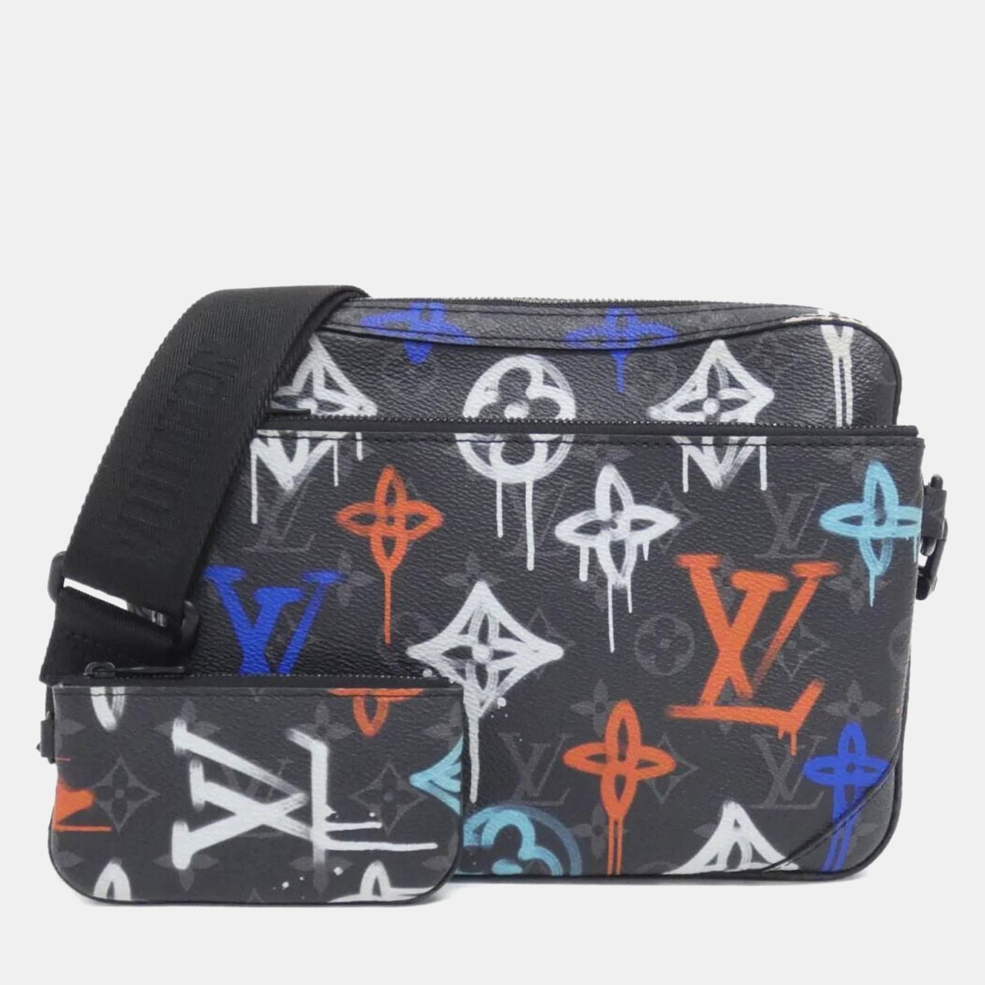 

Louis Vuitton Monogram Eclipse (Lv Graffiti) Trio Messenger Shoulder Bag, Black