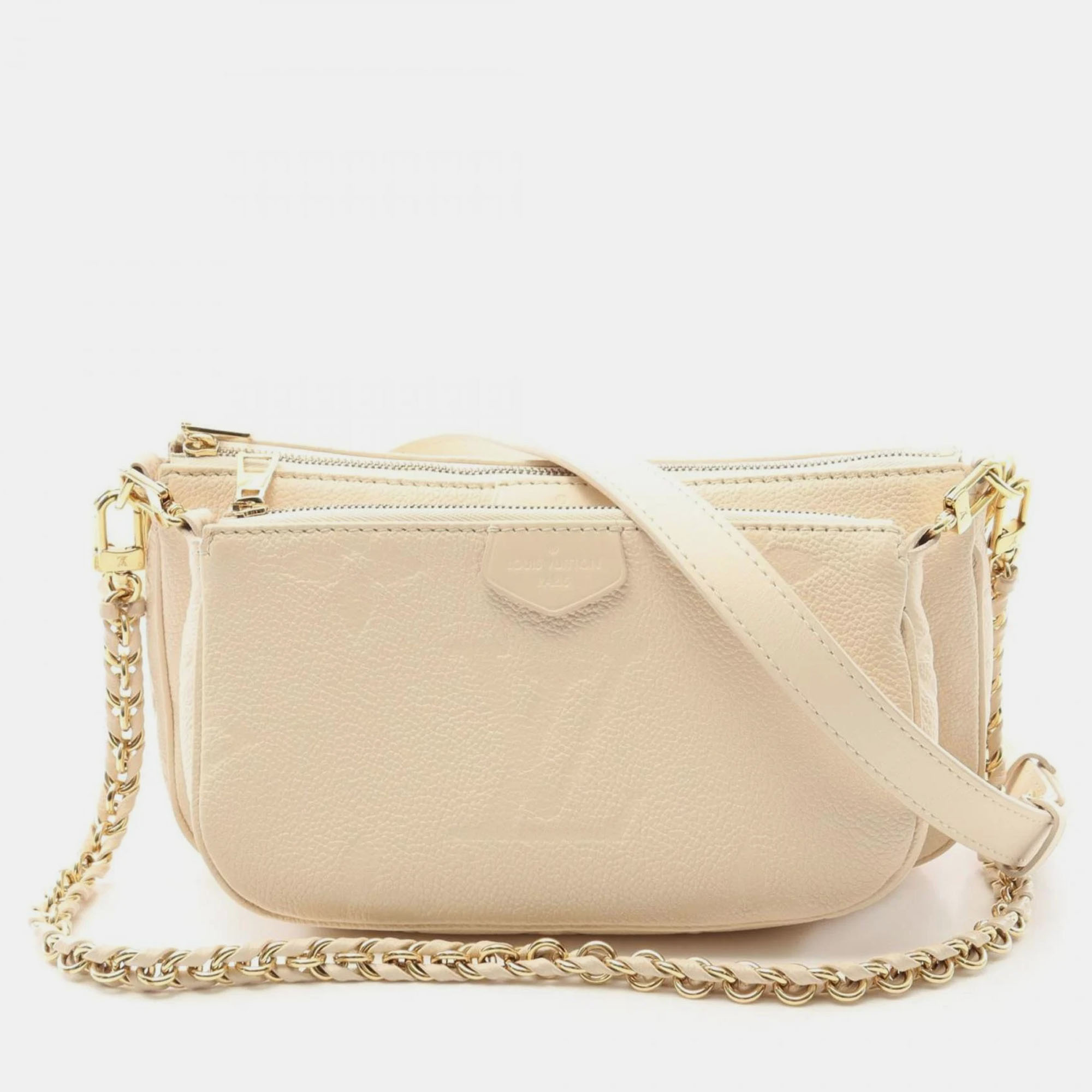 

Louis Vuitton Multi Pochette Accessoires Monogram Empreinte Creme Shoulder Bag Leather Ivory, Cream