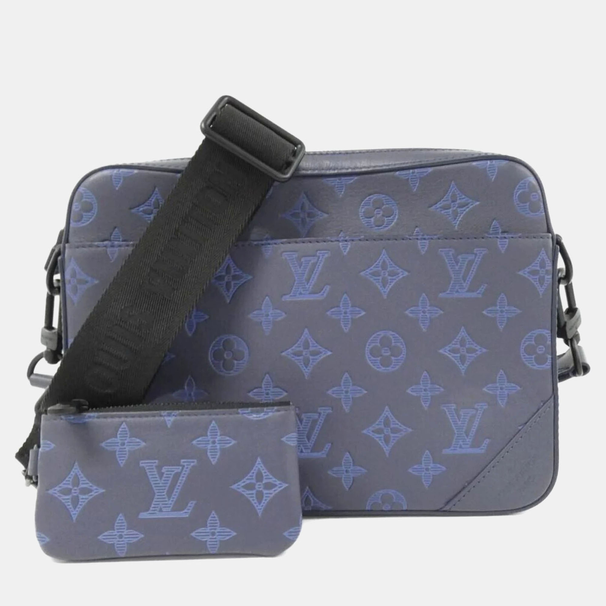 

Louis Vuitton Monogram Shadow Duo Messenger Shoulder Bag, Navy blue