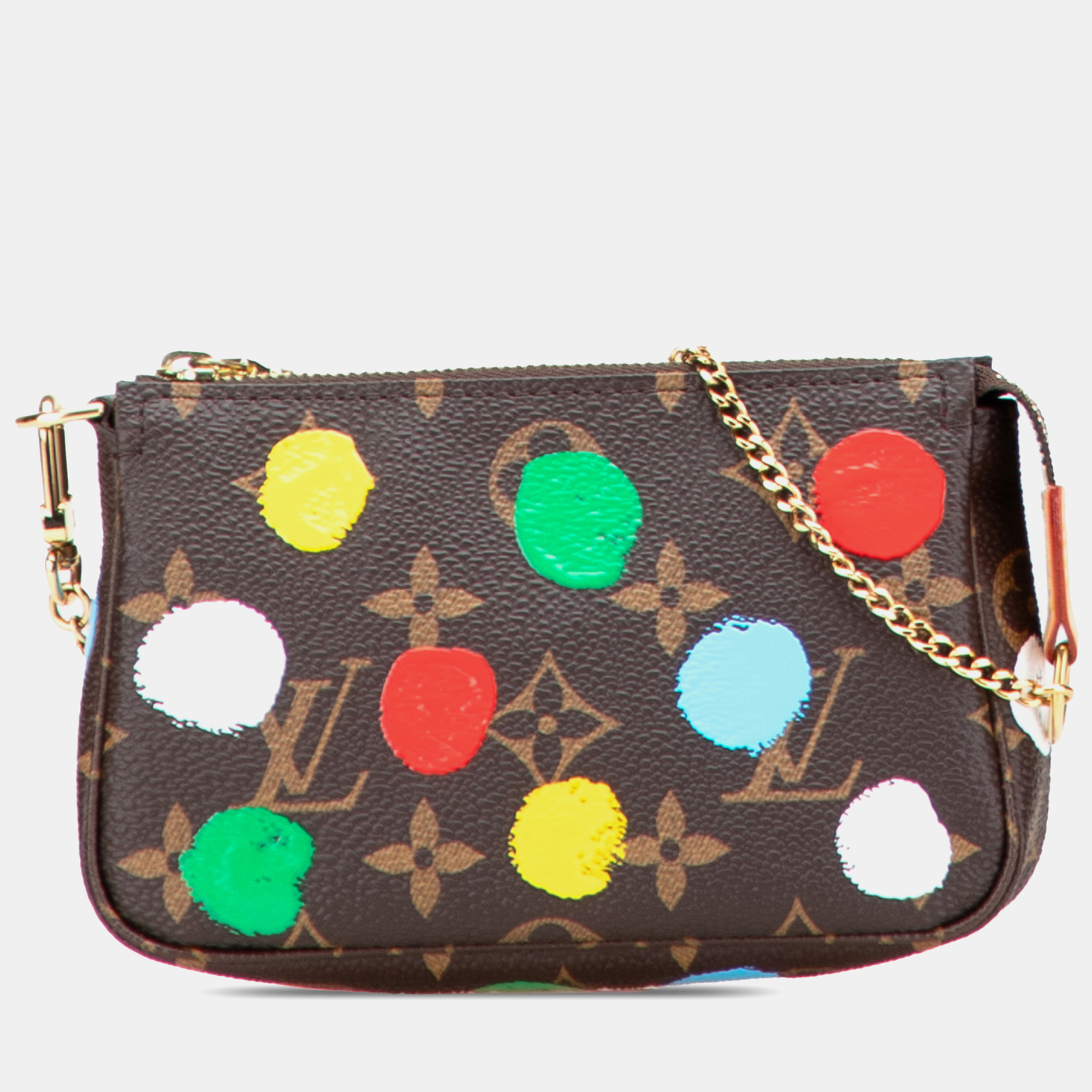 Pre-owned Louis Vuitton Brown Yayoi Kusama Monogram Painted Dots Mini Pochette Accessoires
