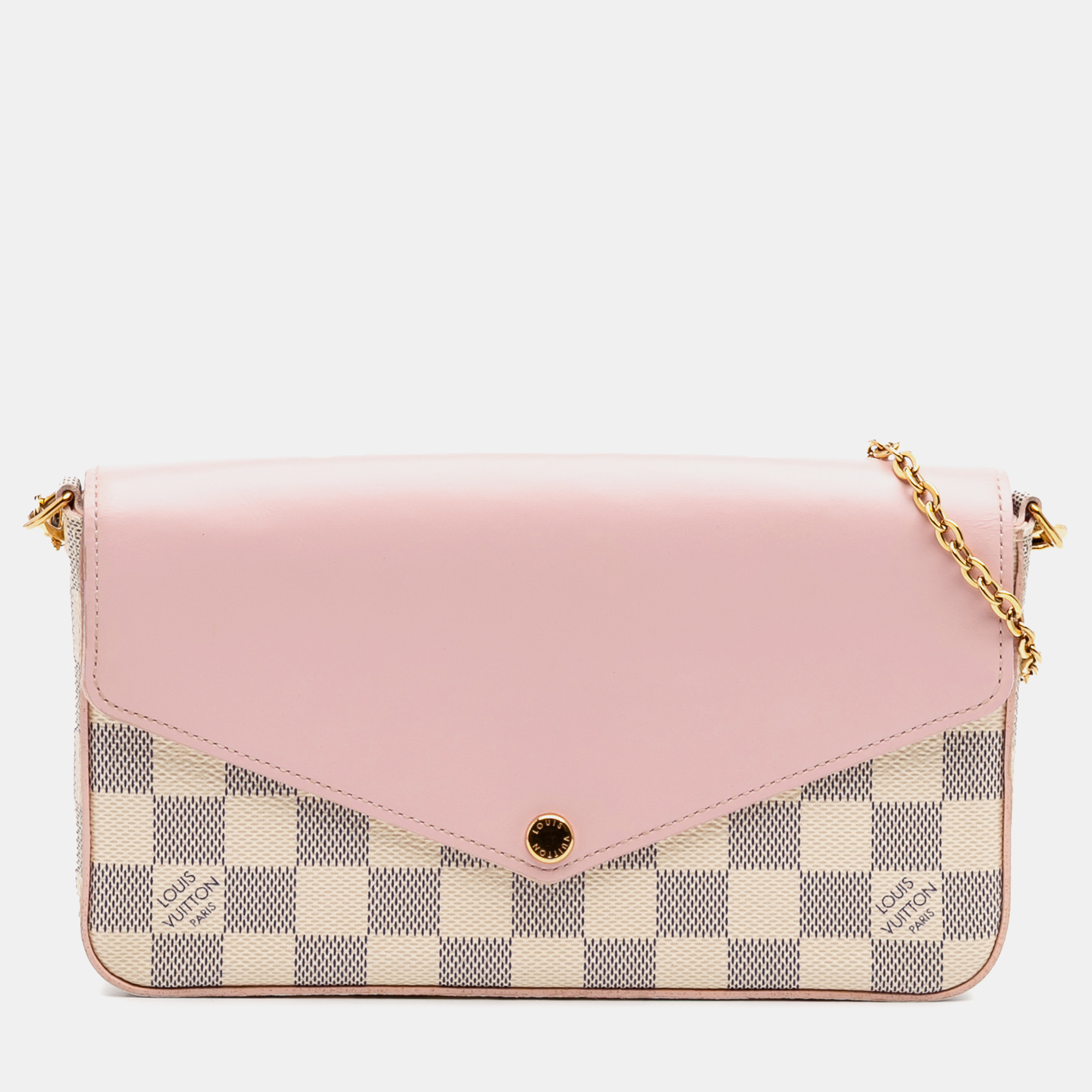 

Louis Vuitton Pink White Damier Azur Calfskin Pochette Felicie