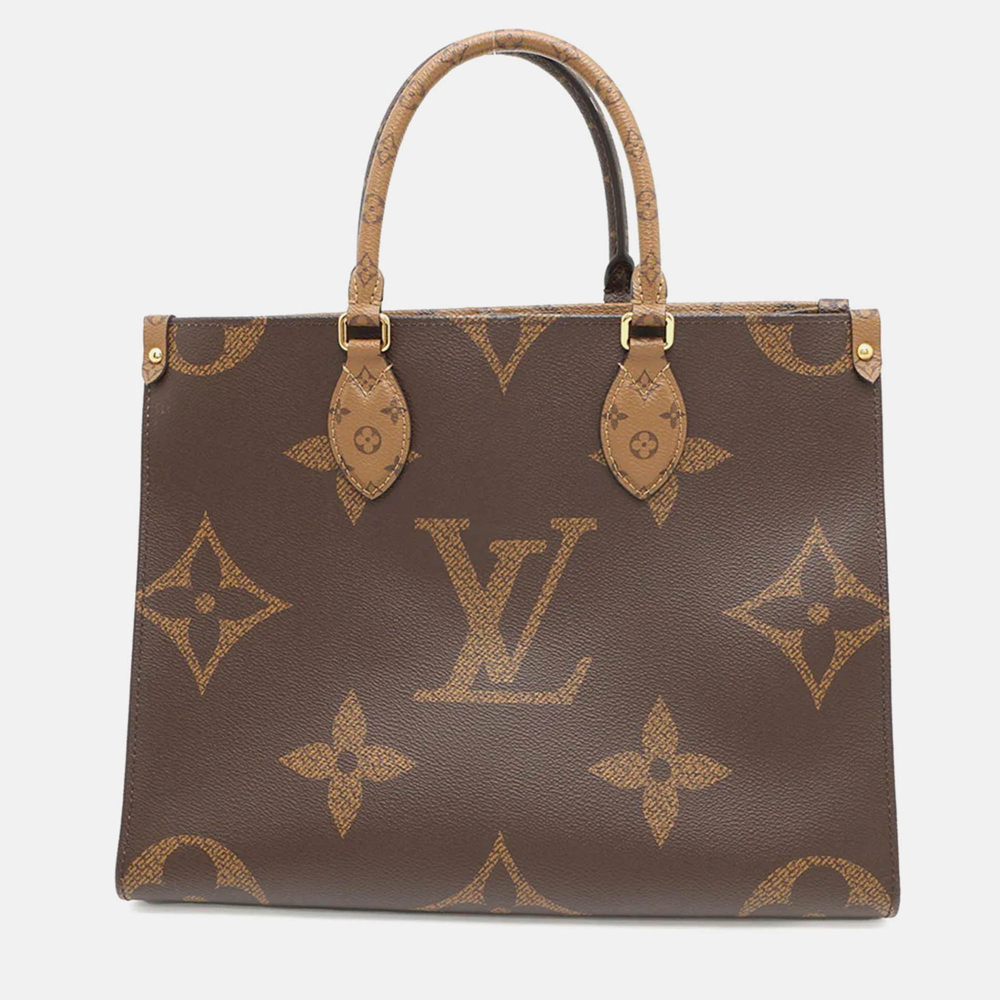 Pre-owned Louis Vuitton Onthego Red Monogram Monogram Reverse Canvas Monogram Giant Size Mm In Brown