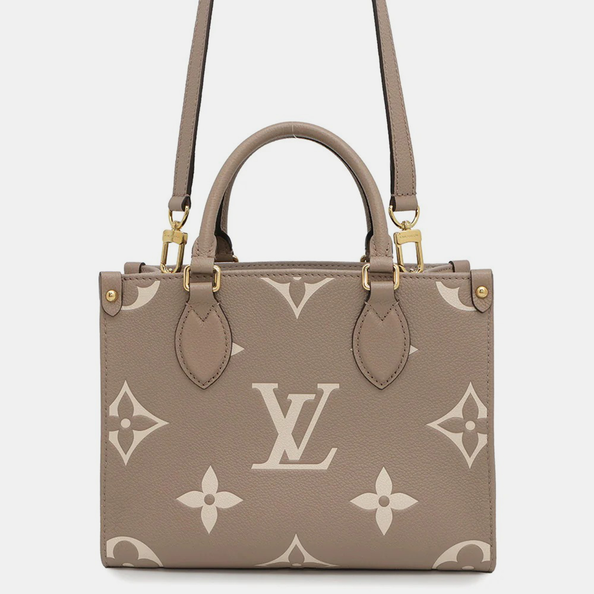 

Louis Vuitton Onthego Tourterelle Claim Bicolor Monogram Empreinte Leather Monogram Giant Size Pm, Multicolor