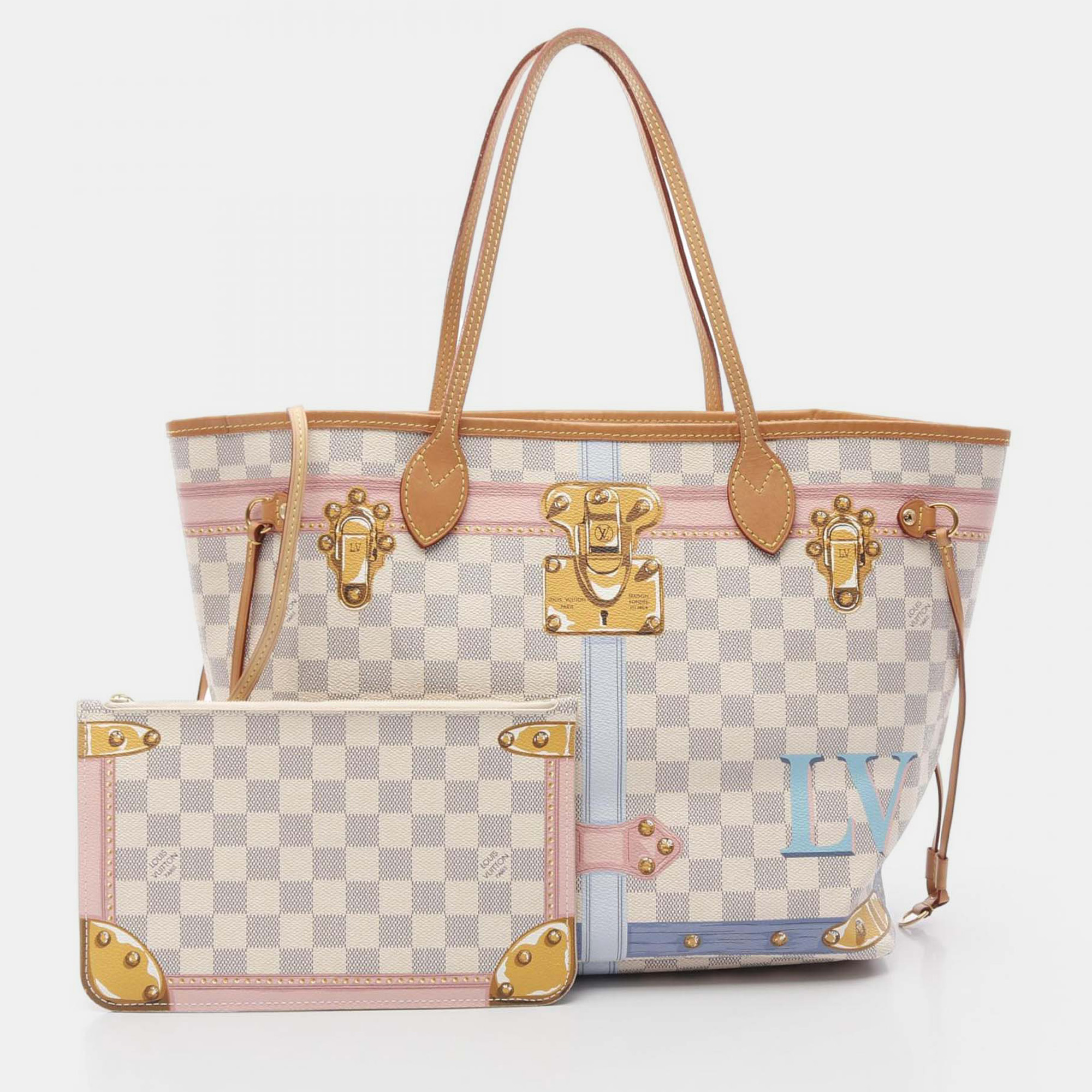 

Louis Vuitton White Damier Azur Summer Trunks Neverfull MM