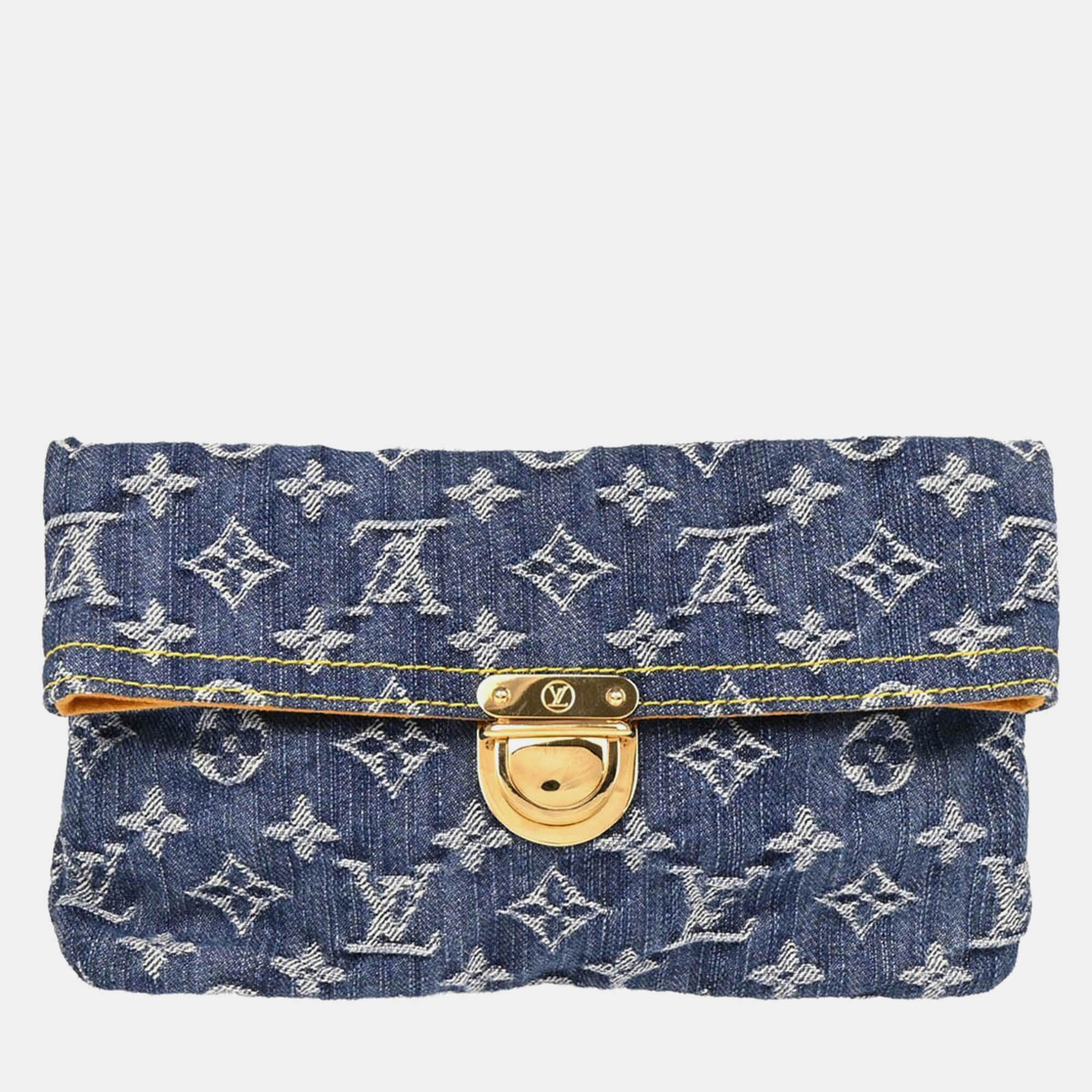 

Louis Vuitton Pochette Plat Blue Monogram Denim Clutch Bag