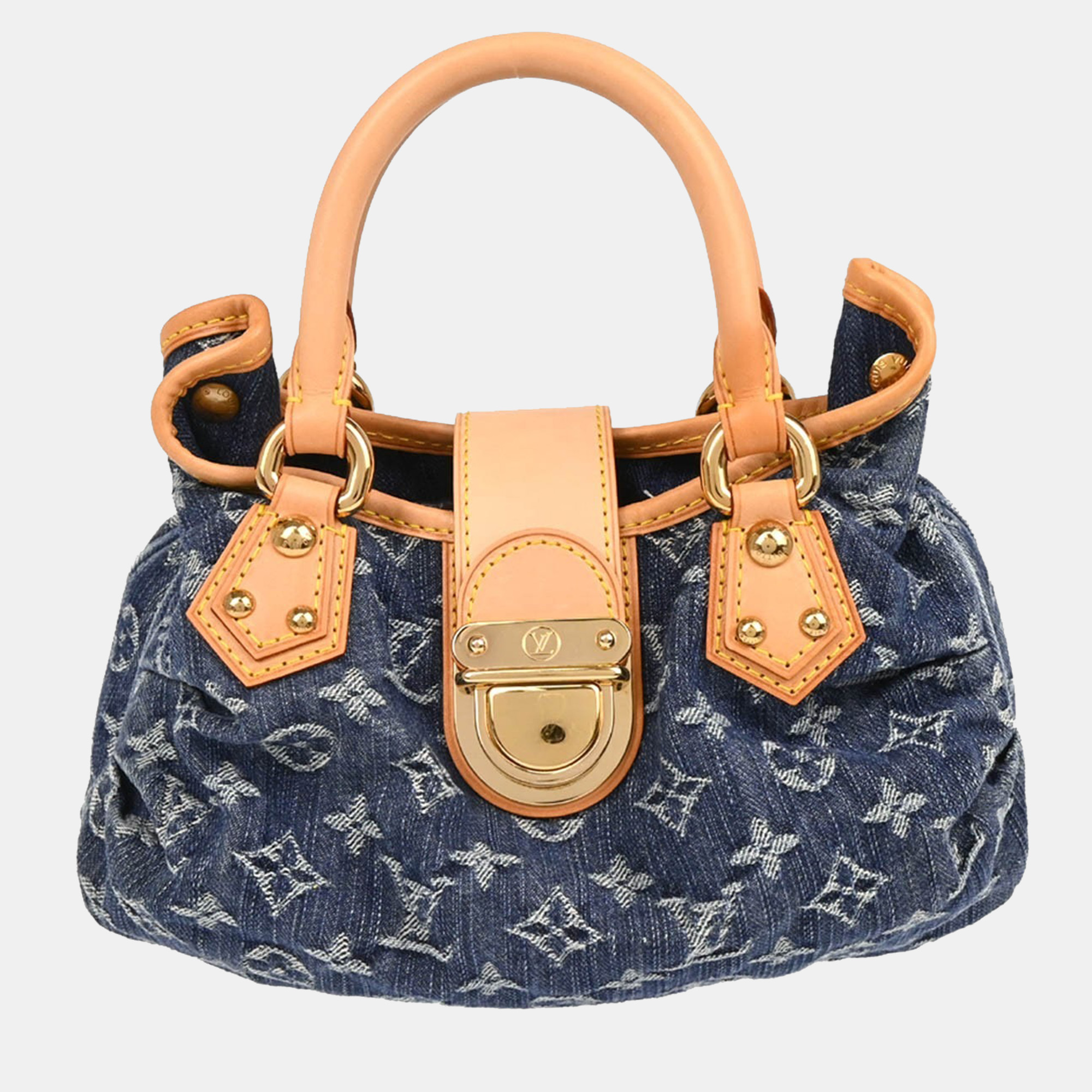 Pre-owned Louis Vuitton Blue Monogram Denim Pleaty Handbag