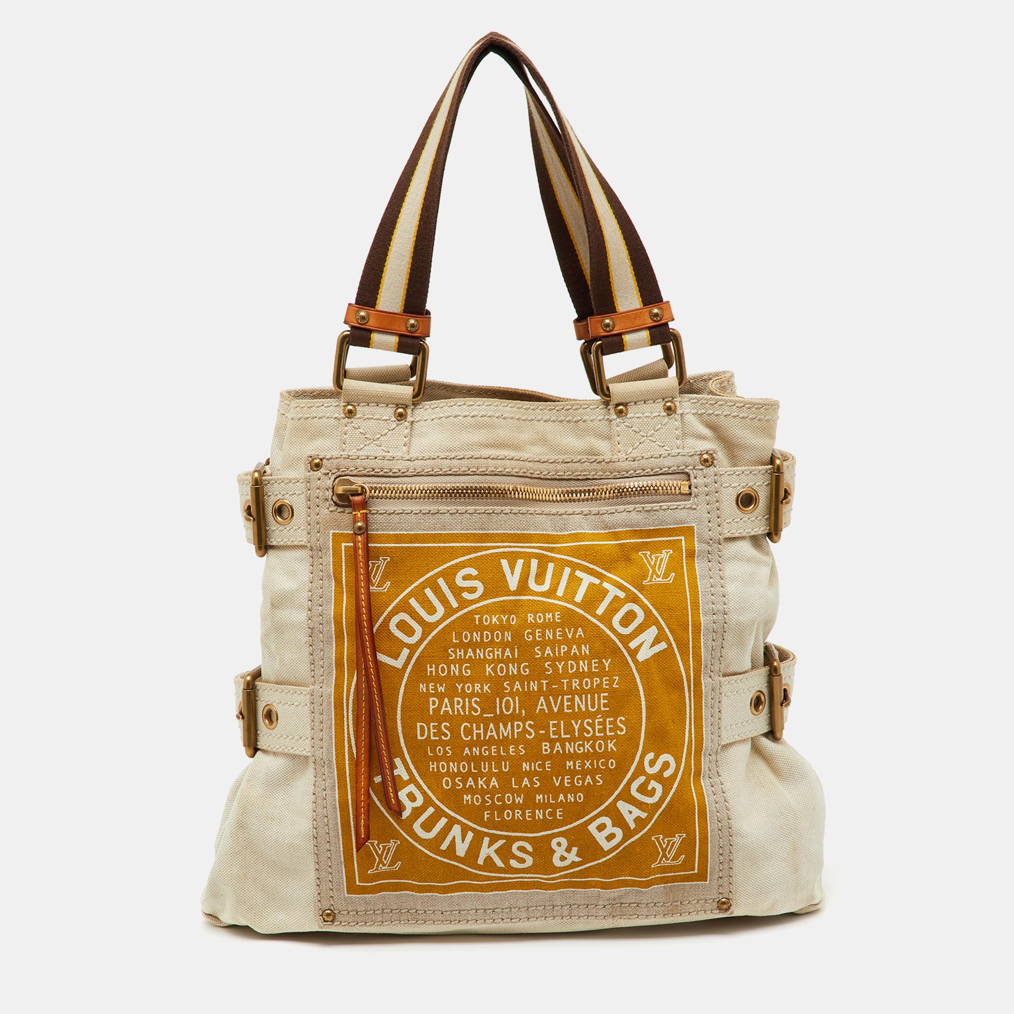 

Louis Vuitton Yellow Toile Globe Cabas PM Limited Edition Shopper Bag