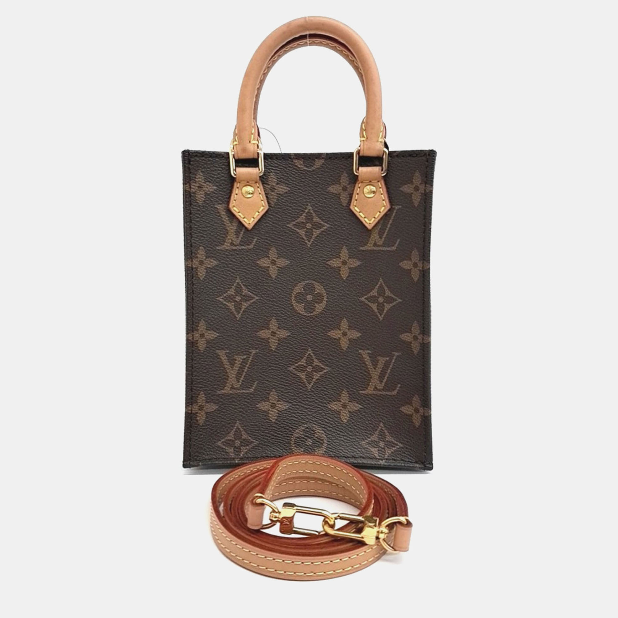 Pre-owned Louis Vuitton Brown Pvc Monogram Petit Sac Pla Bag