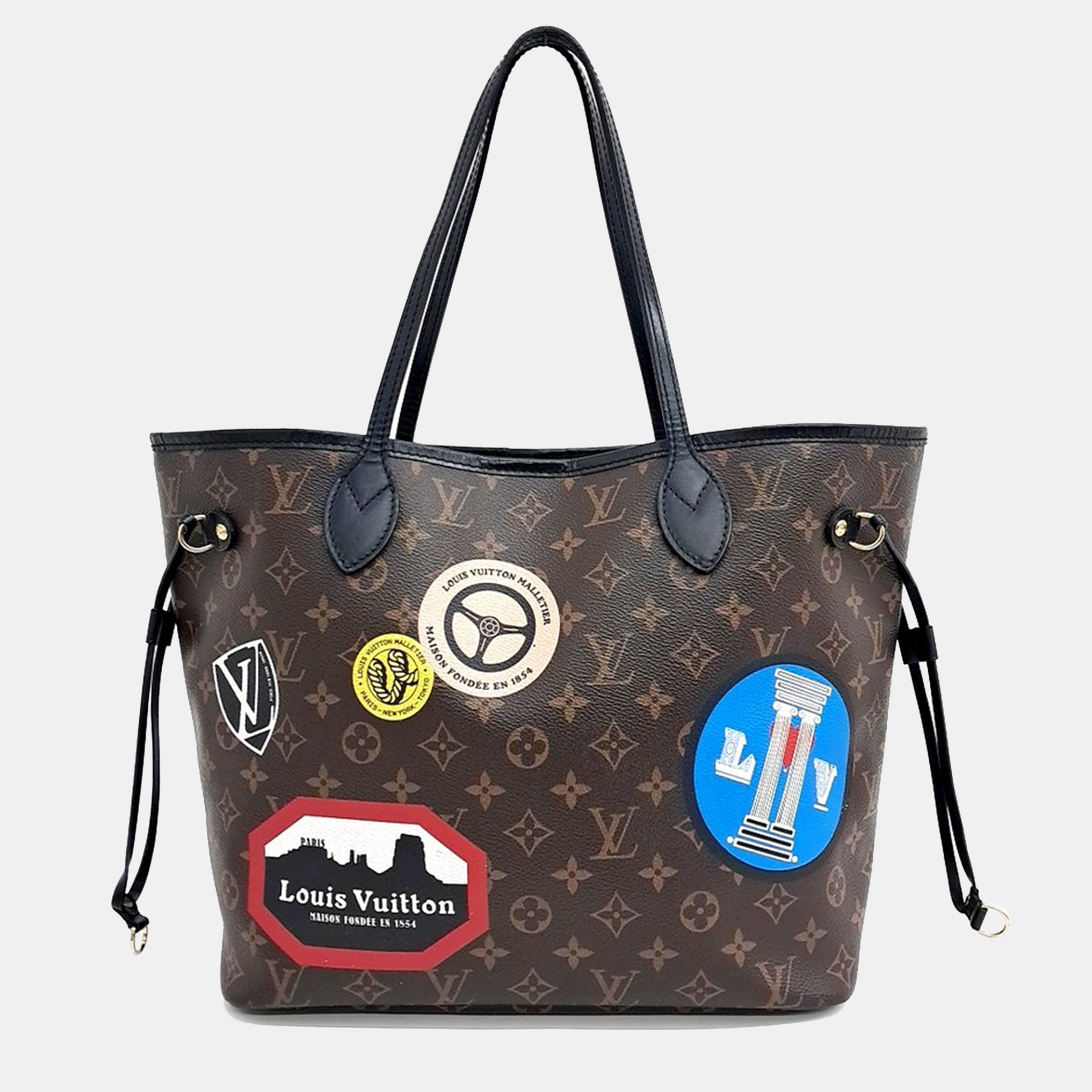 

Louis Vuitton Brown Coated Canvas Monogram World Tour Neverfull NM MM bag