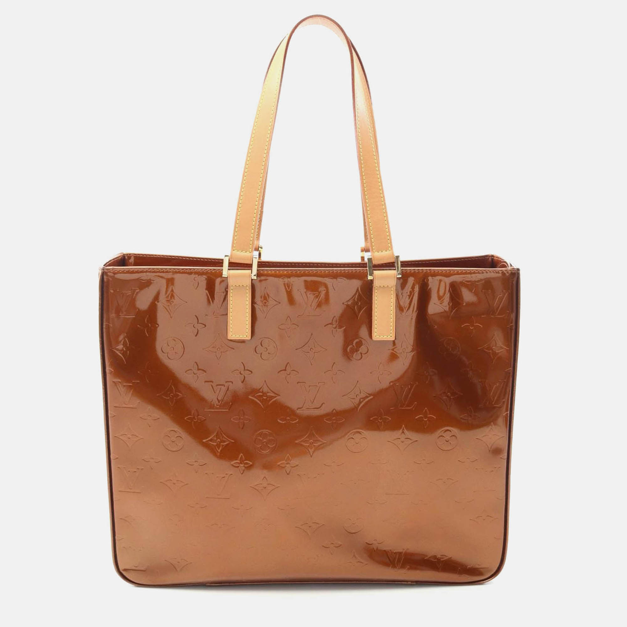 

Louis Vuitton Columbus Shoulder Tote Bag Vernis Leather Bronze, Brown