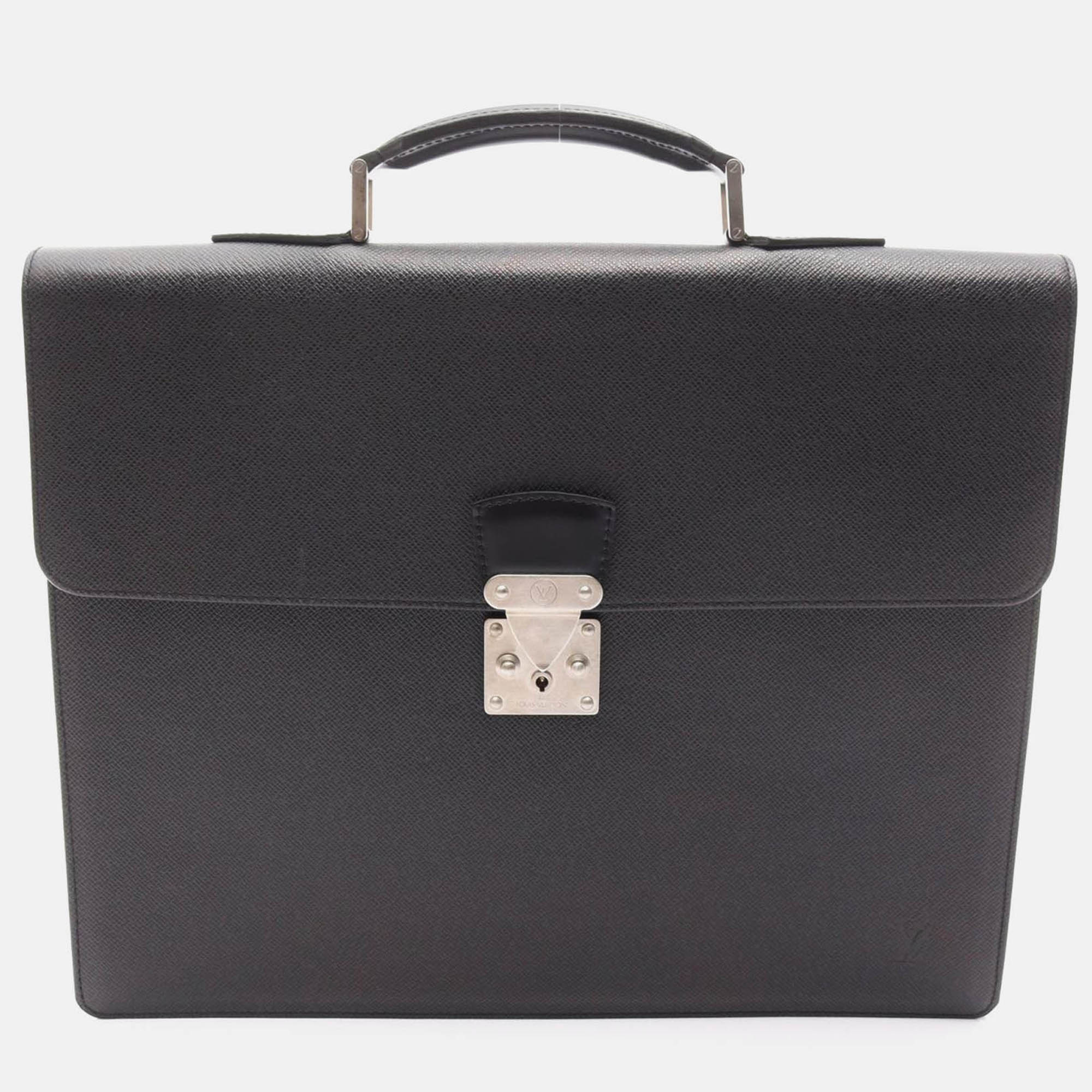 

Louis Vuitton Moscova Briefcase Business Bag Taiga Leather Ardoise, Black