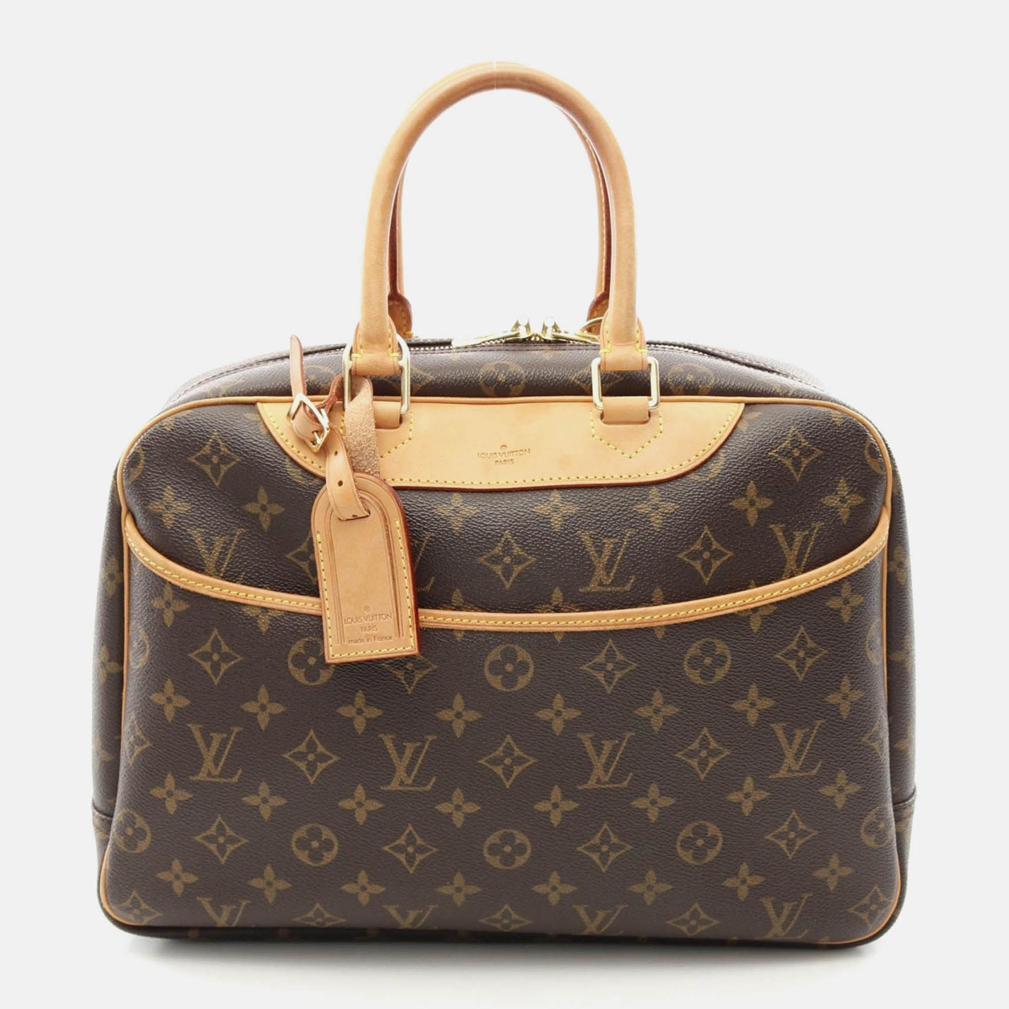 

Louis Vuitton Deauville Bowling Vanity Handbag Monogram Canvas, Brown