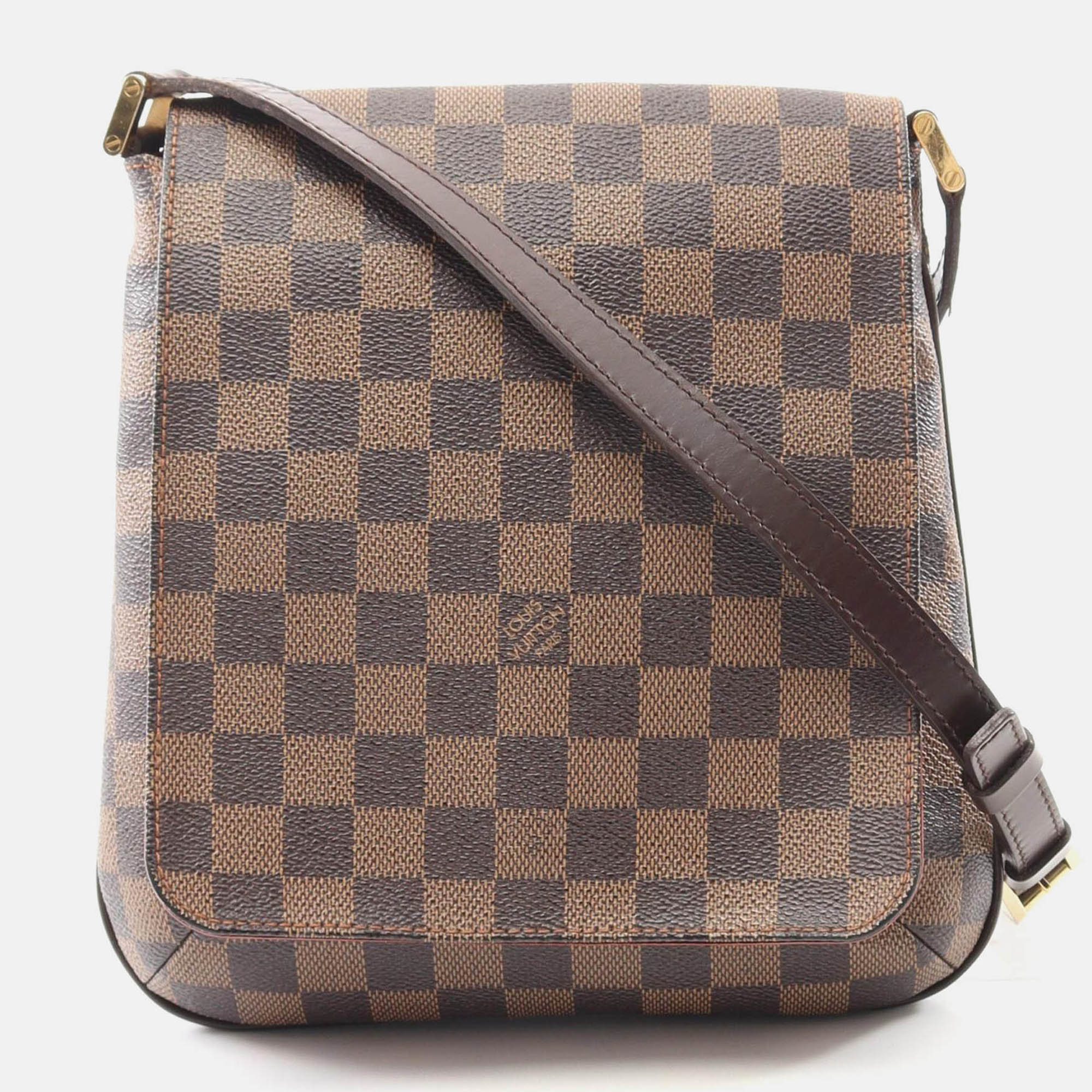 Pre-owned Louis Vuitton Musette Salsa Long Strap Shoulder Bag Damier Canvas In Brown