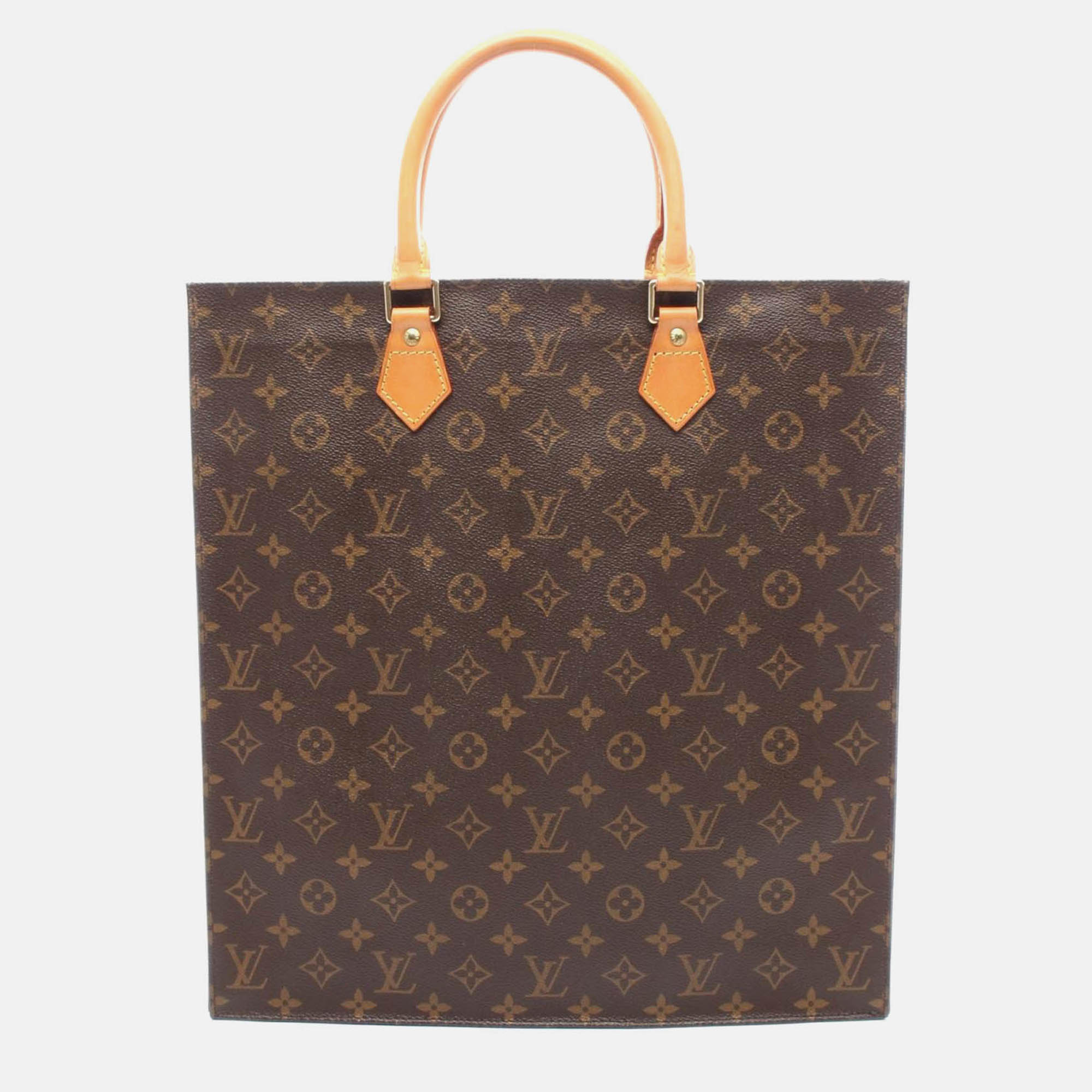 

Louis Vuitton Sac Plat Tote Bag Monogram Canvas Leather Brown