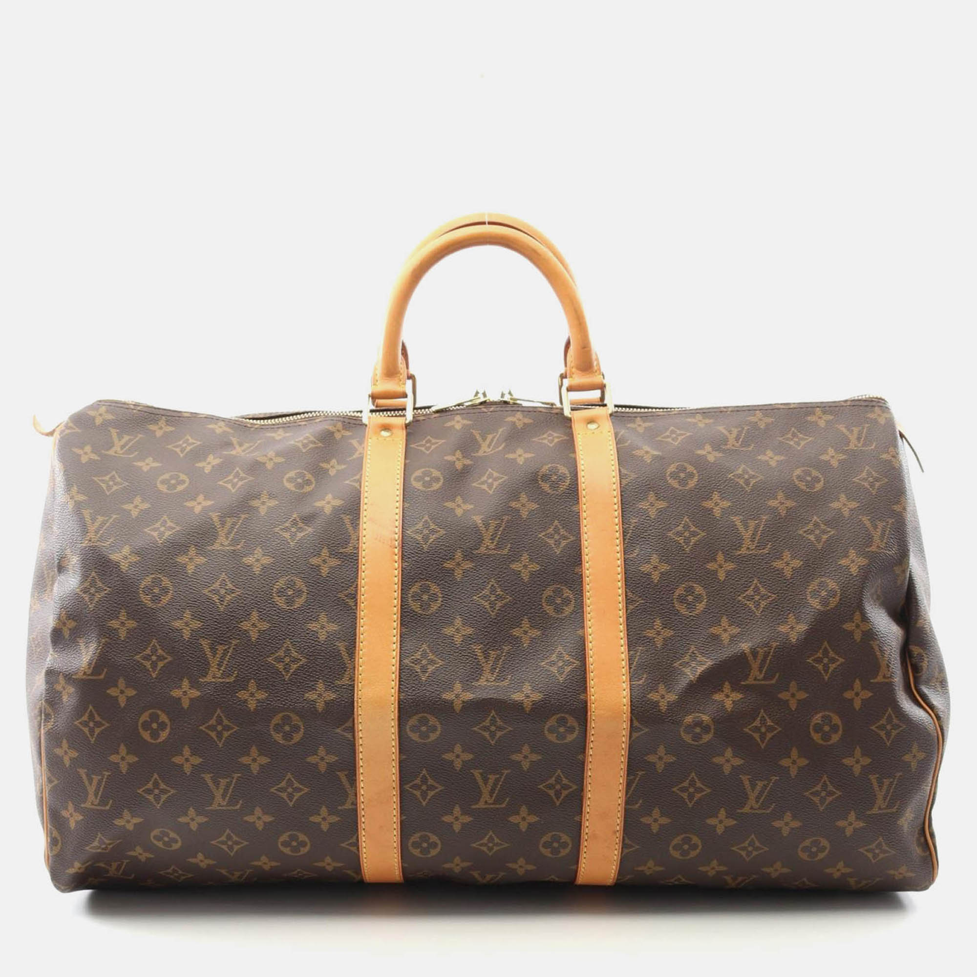 

Louis Vuitton Keepall 55 Traveling Handbag Monogram Canvas Leather, Brown