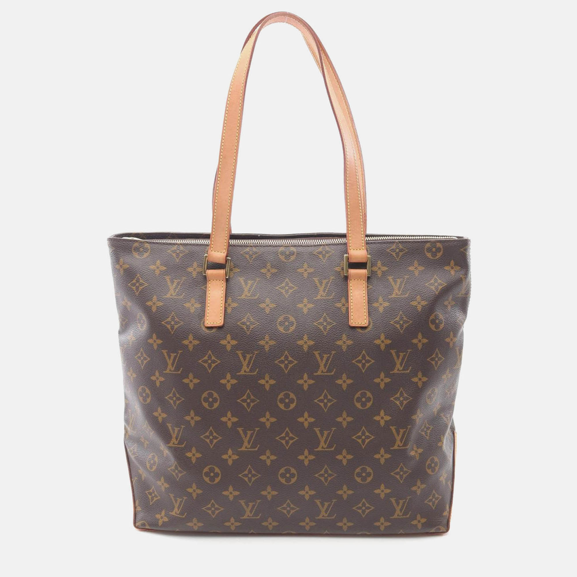 Pre-owned Louis Vuitton Cabas Mezzo Tote Bag Monogram Canvas Leather Brown