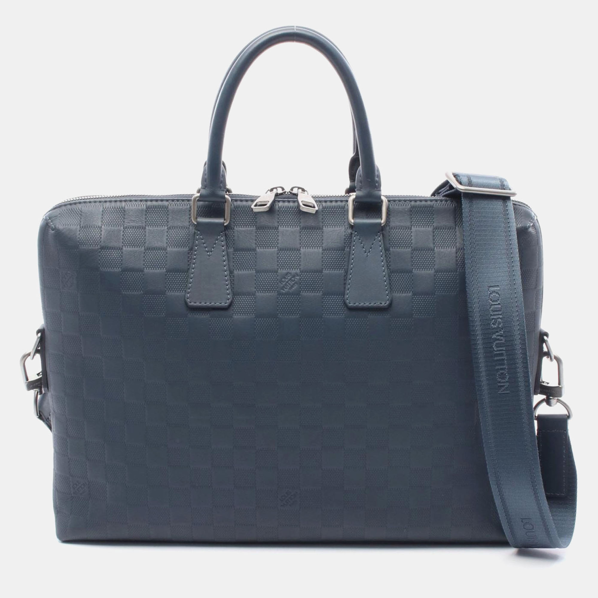 

Louis Vuitton Pdj Porte-Documents Jour Business Bag Damier Leather Cosmos, Navy blue