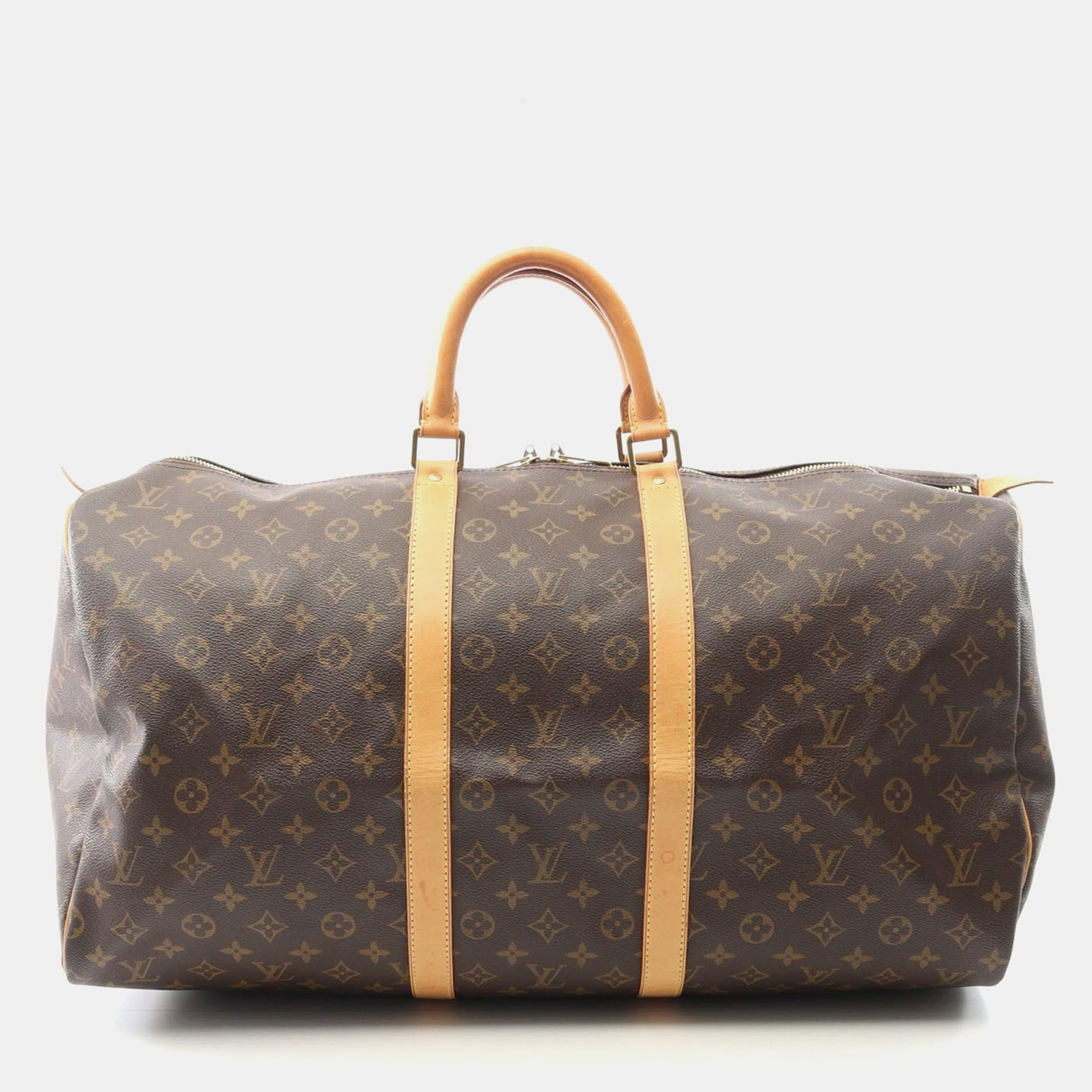 

Louis Vuitton Keepall 55 Travel Handbag Monogram Canvas Leather, Brown