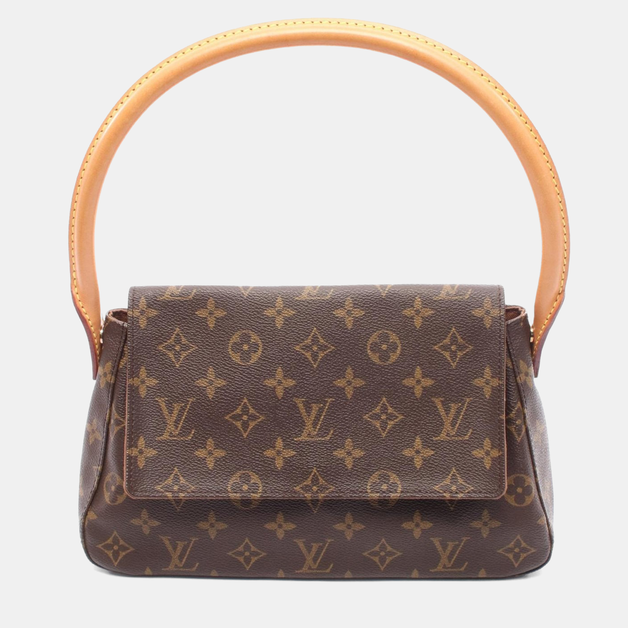 Pre-owned Louis Vuitton Mini Looping Handbag Monogram Canvas Leather Brown
