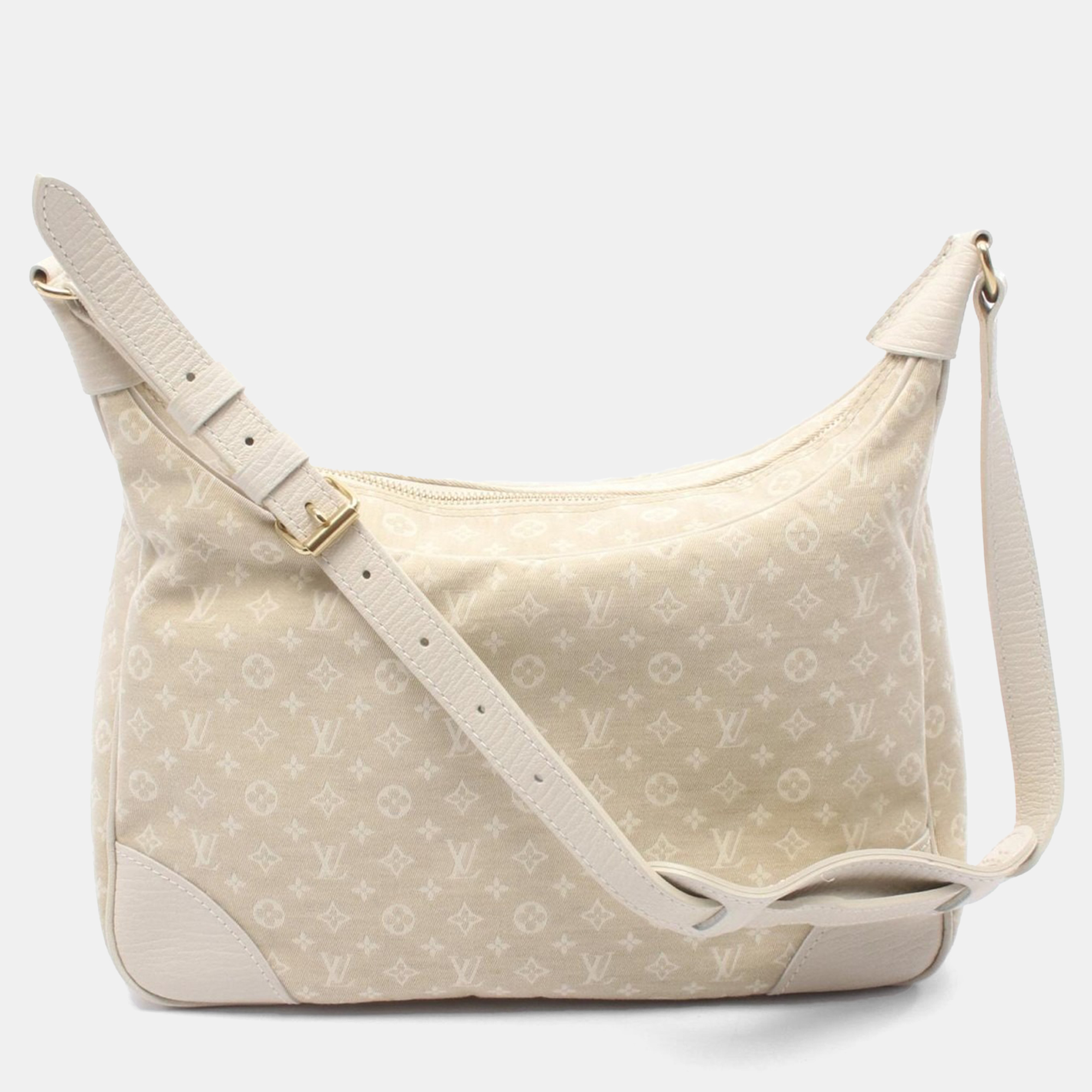 

Louis Vuitton Boulogne Shoulder Bag Monogram Mini Lin Canvas Leather Dune, White