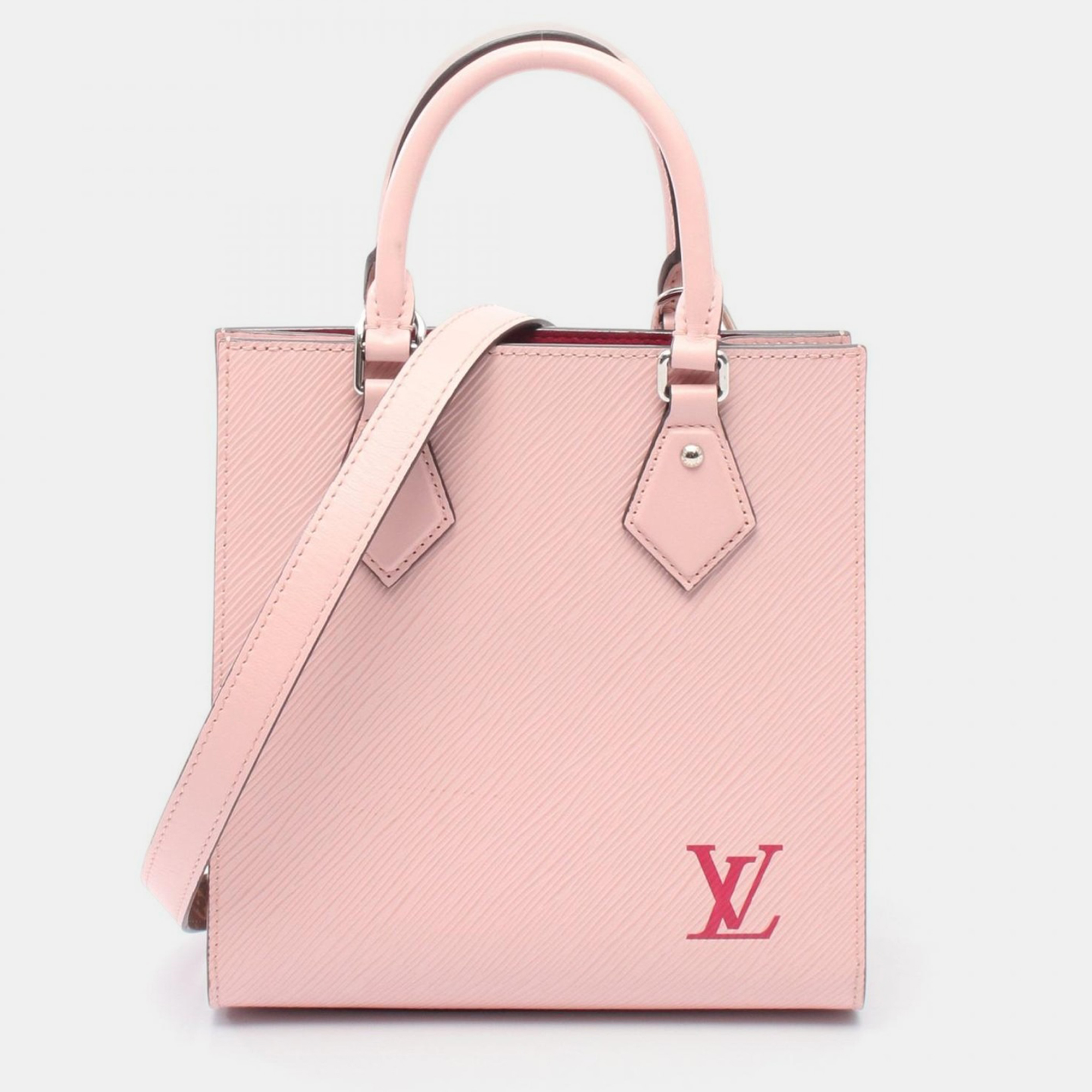 Pre-owned Louis Vuitton Sac Plat Bb Shoulder Handbag Epi Leather Rose Ballerine In Pink