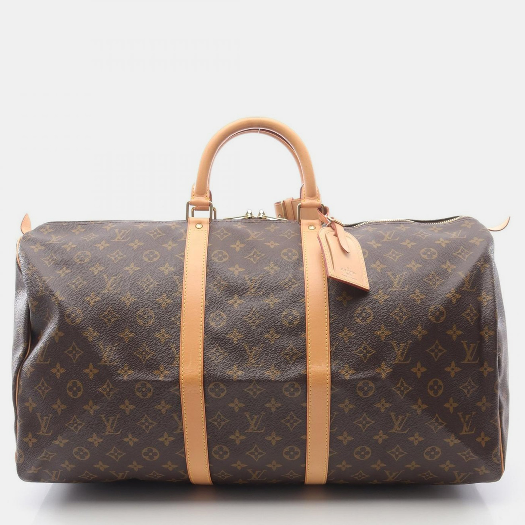 Pre-owned Louis Vuitton Keepall 55 Travel Handbag Monogram Canvas In Brown