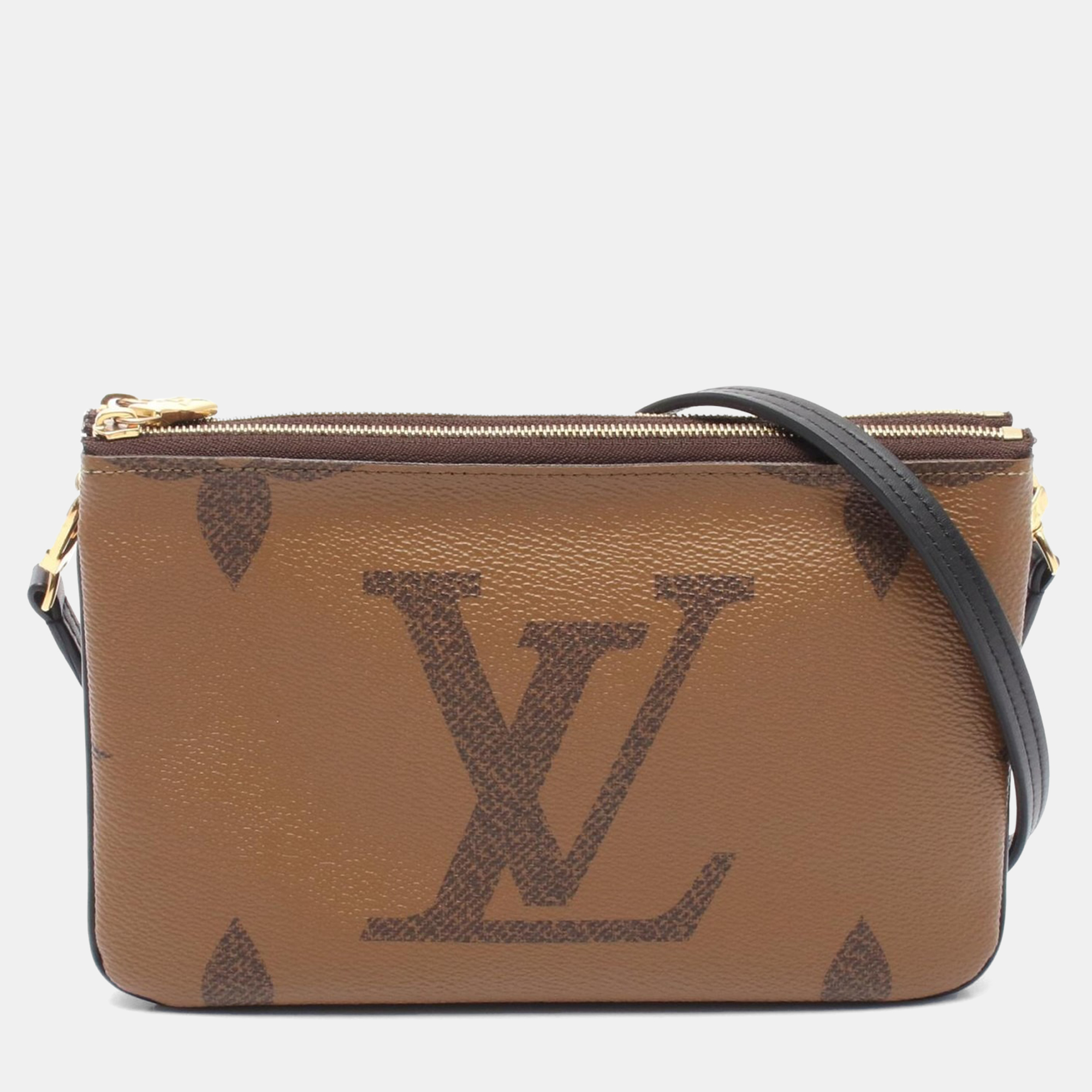 

Louis Vuitton Pochette Double Zip Shoulder Bag Monogram Giant Reverse, Brown
