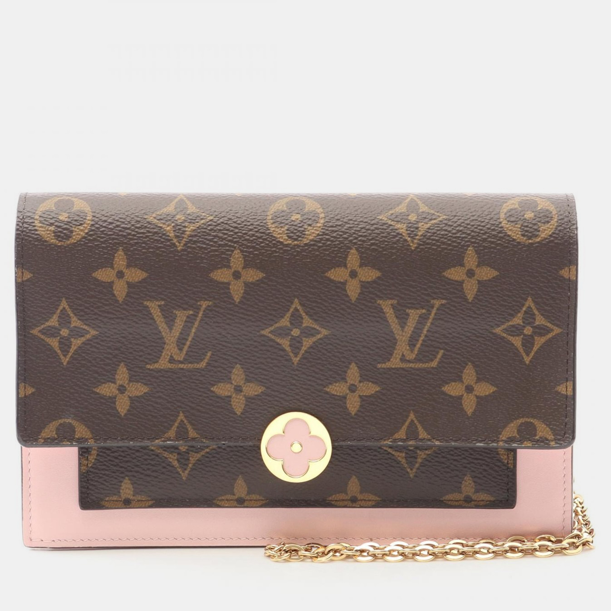 

Louis Vuitton Portefeuille Flore Pink/Brown Monogram Canvas Chain Shoulder Bag
