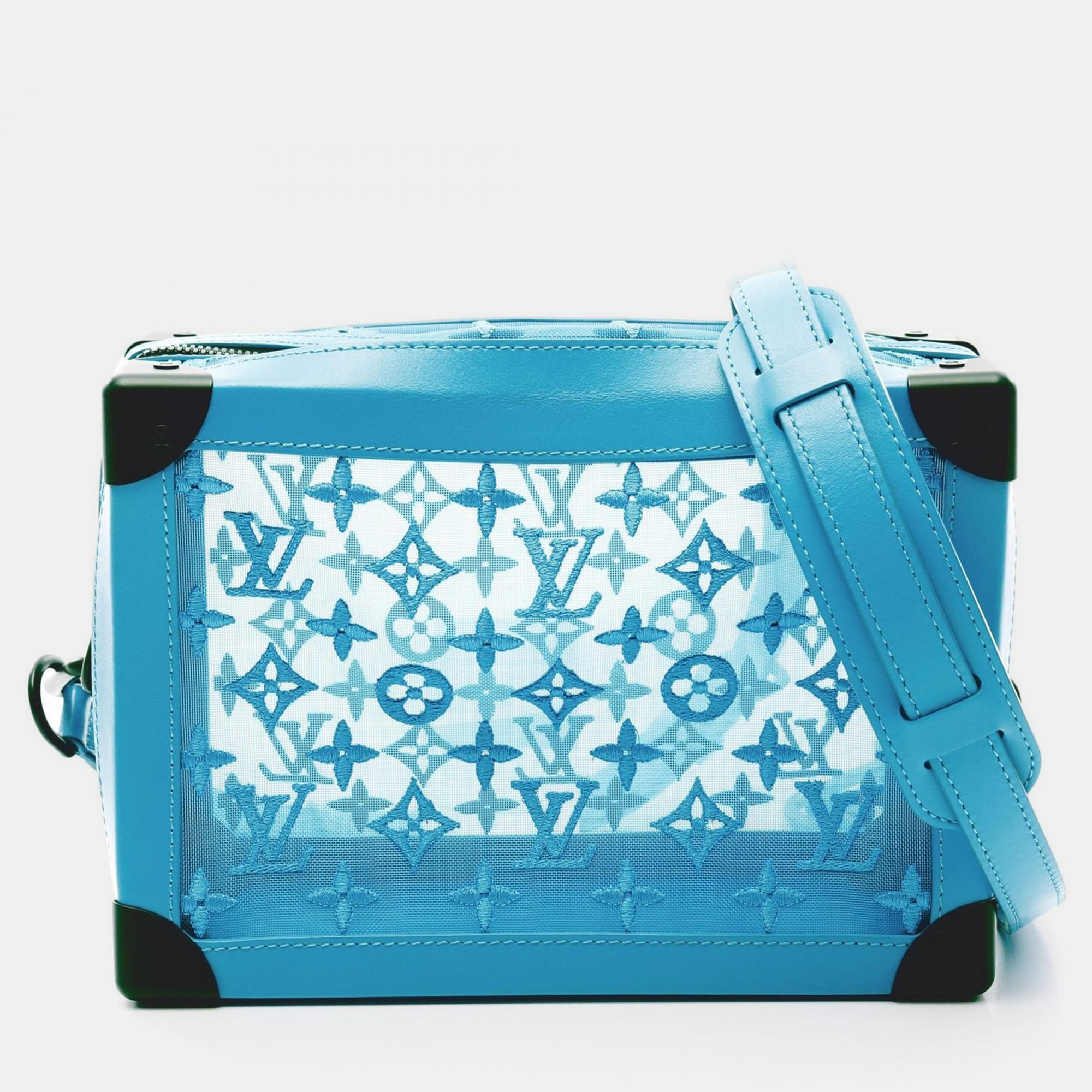 

Louis Vuitton Soft Trunk Turquoise Leather Monogram Mesh Shoulder Bag, Blue