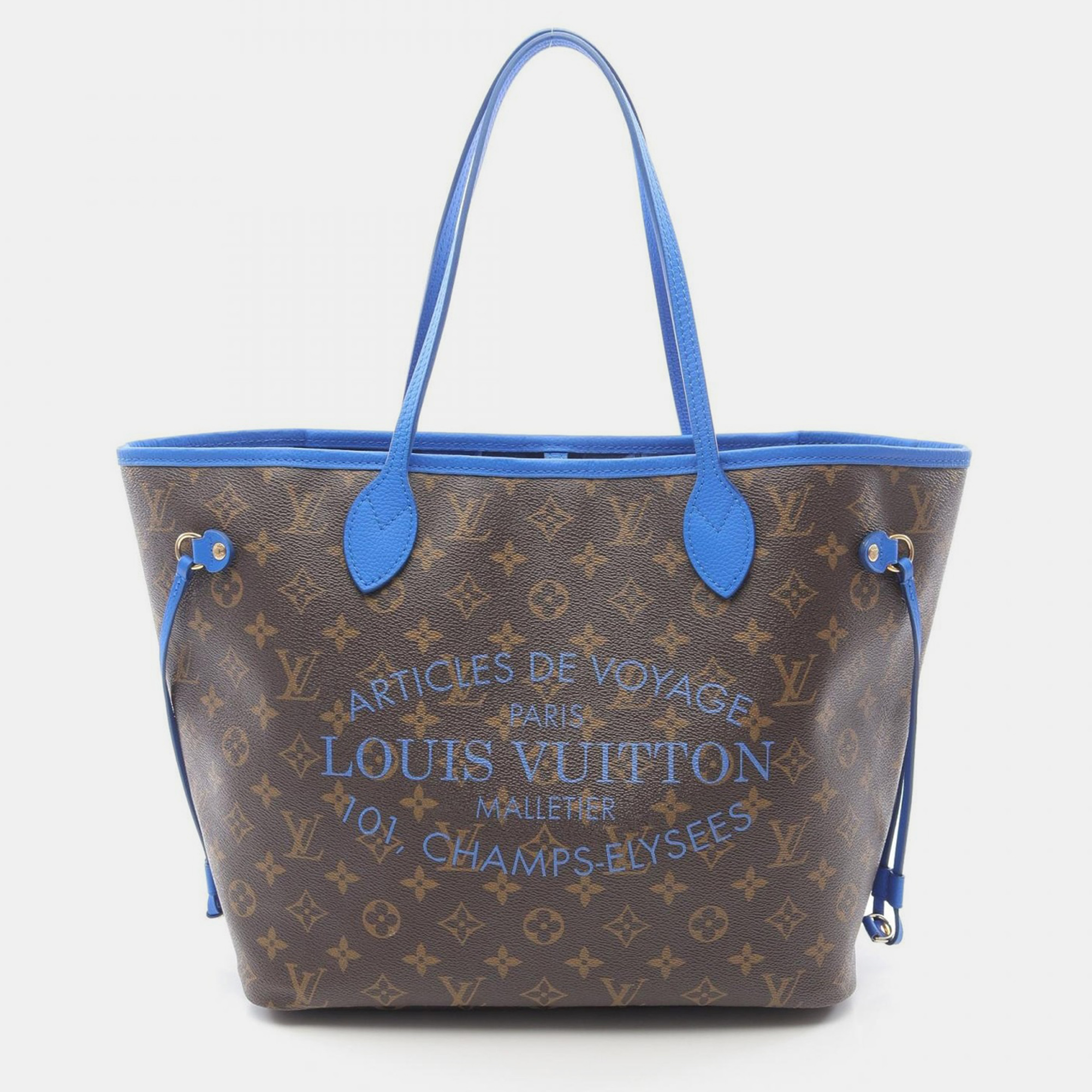 

Louis Vuitton Neverfull MM Brown Monogram Canvas Tote Bag, Blue
