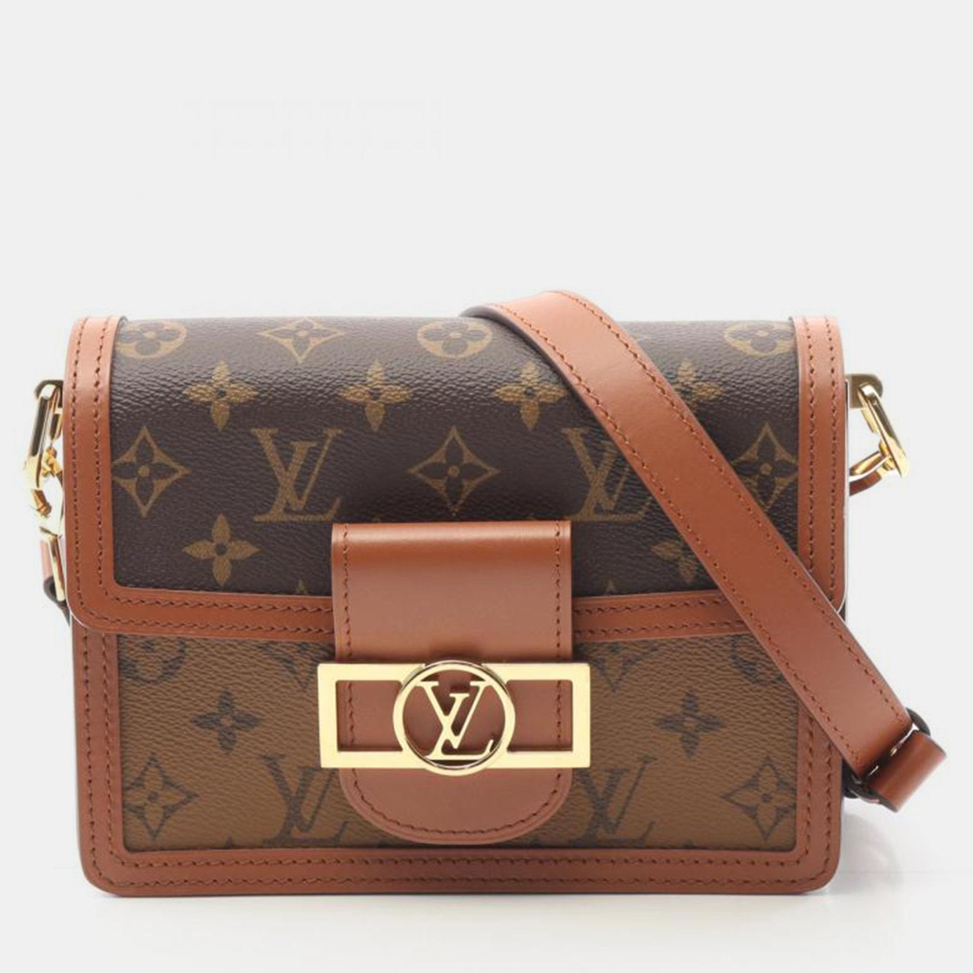 Pre-owned Louis Vuitton Dauphine Mini Brown Monogram Reverse Canvas Shoulder Bag