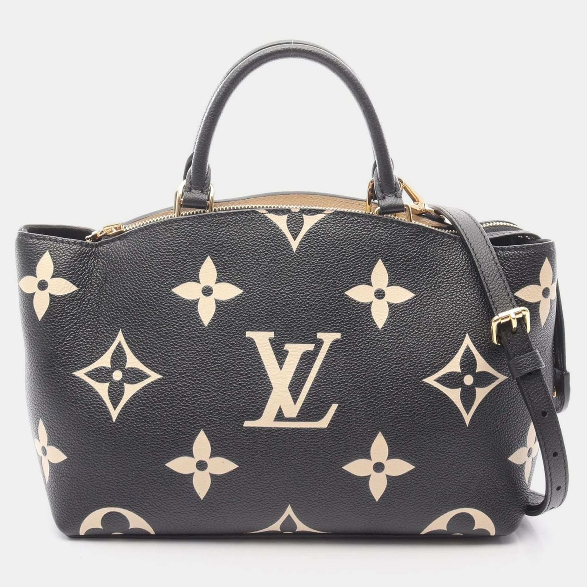 

Louis Vuitton Petit Palais PM Bicolor Black Monogram Empreinte Leather Shoulder Bag, Beige