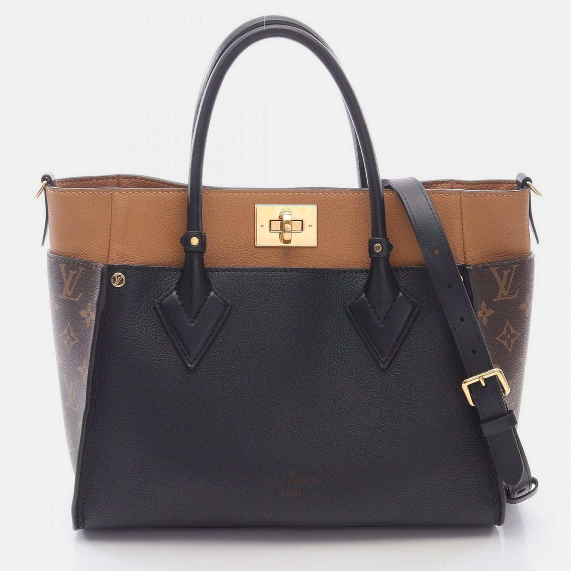 

Louis Vuitton On My Side MM Monogram Canvas Black/Brown Calf Leather Shoulder Handbag