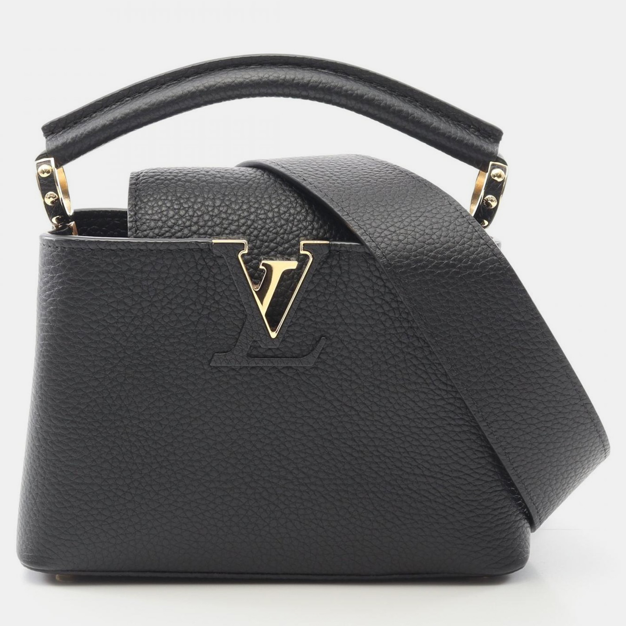 Pre-owned Louis Vuitton Capucines Mini Black Taurillon Leather Shoulder Bag