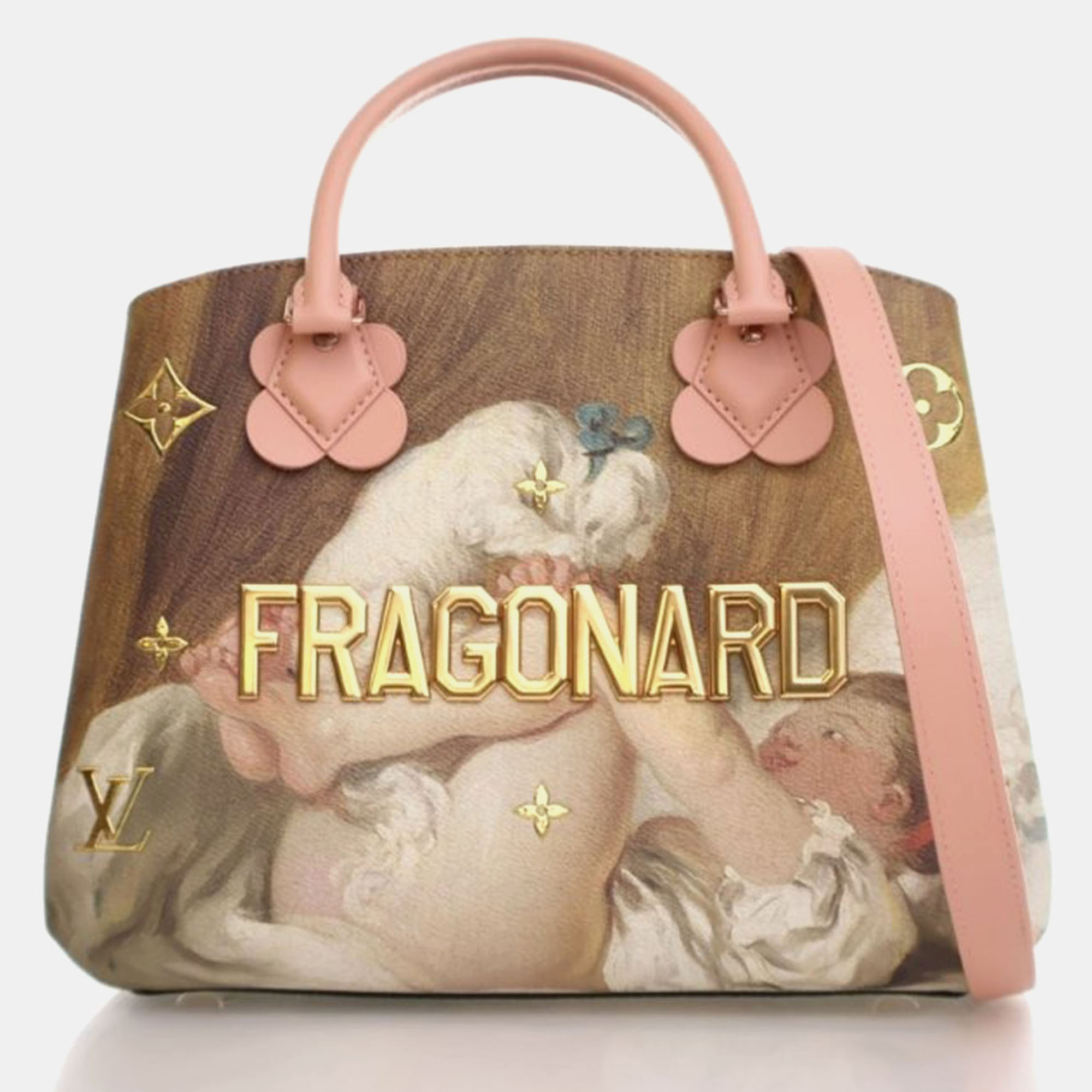 

Louis Vuitton x Jeff Koons Masters Fragonard Montaigne MM Pink/Brown Leather Satchel Bag, Gold