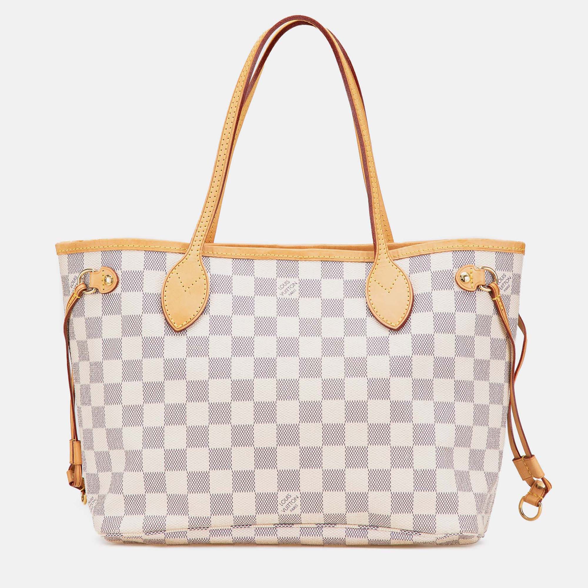 

Louis Vuitton White Damier Azur Neverfull PM