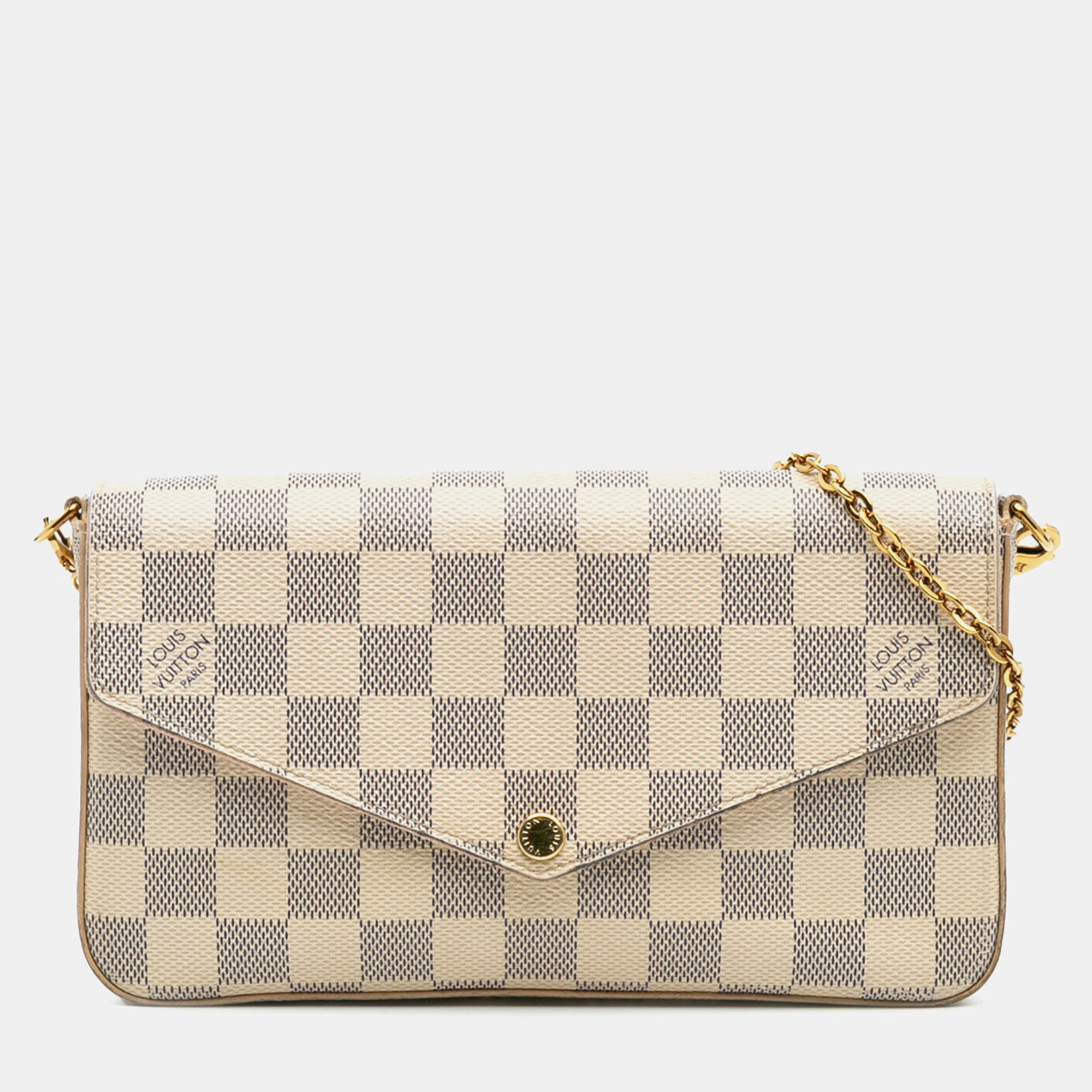 

Louis Vuitton White Damier Azur Pochette Felicie