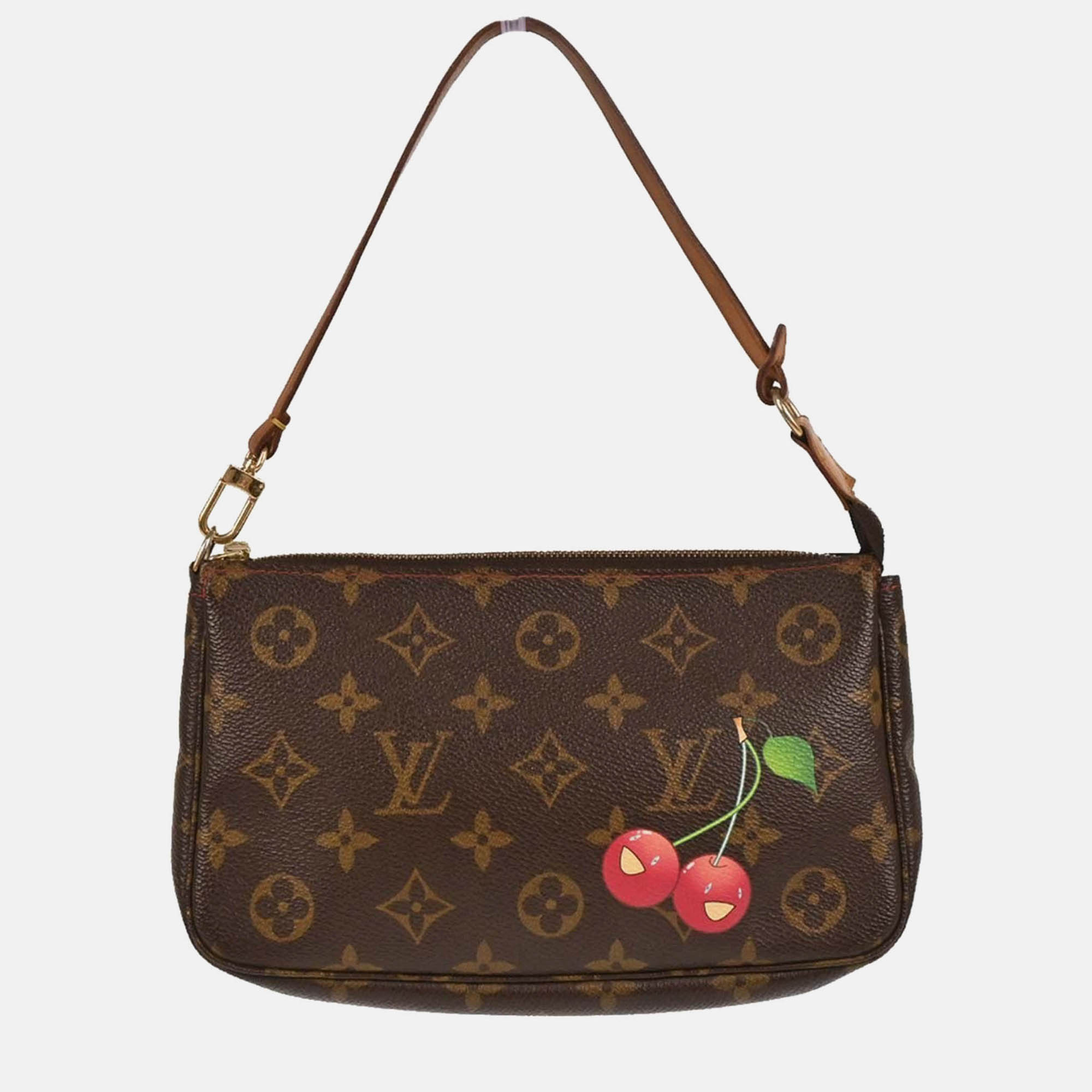 

Louis Vuitton Monogram Cherry Pochette Accessoires Handbag, Brown