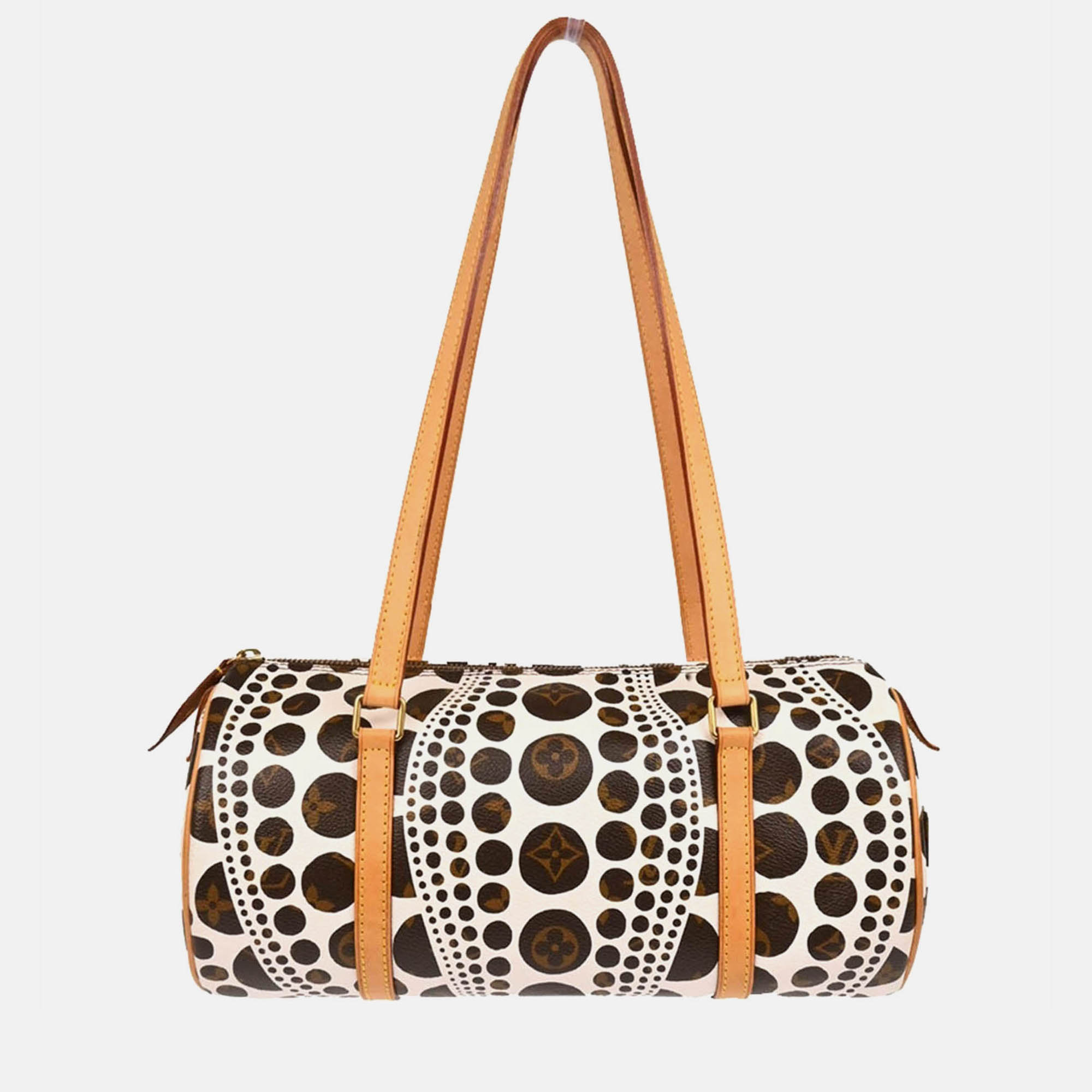 

Louis Vuitton Papillon 30 White Pumpkin Dot Coated Canvas Shoulder Bag, Brown