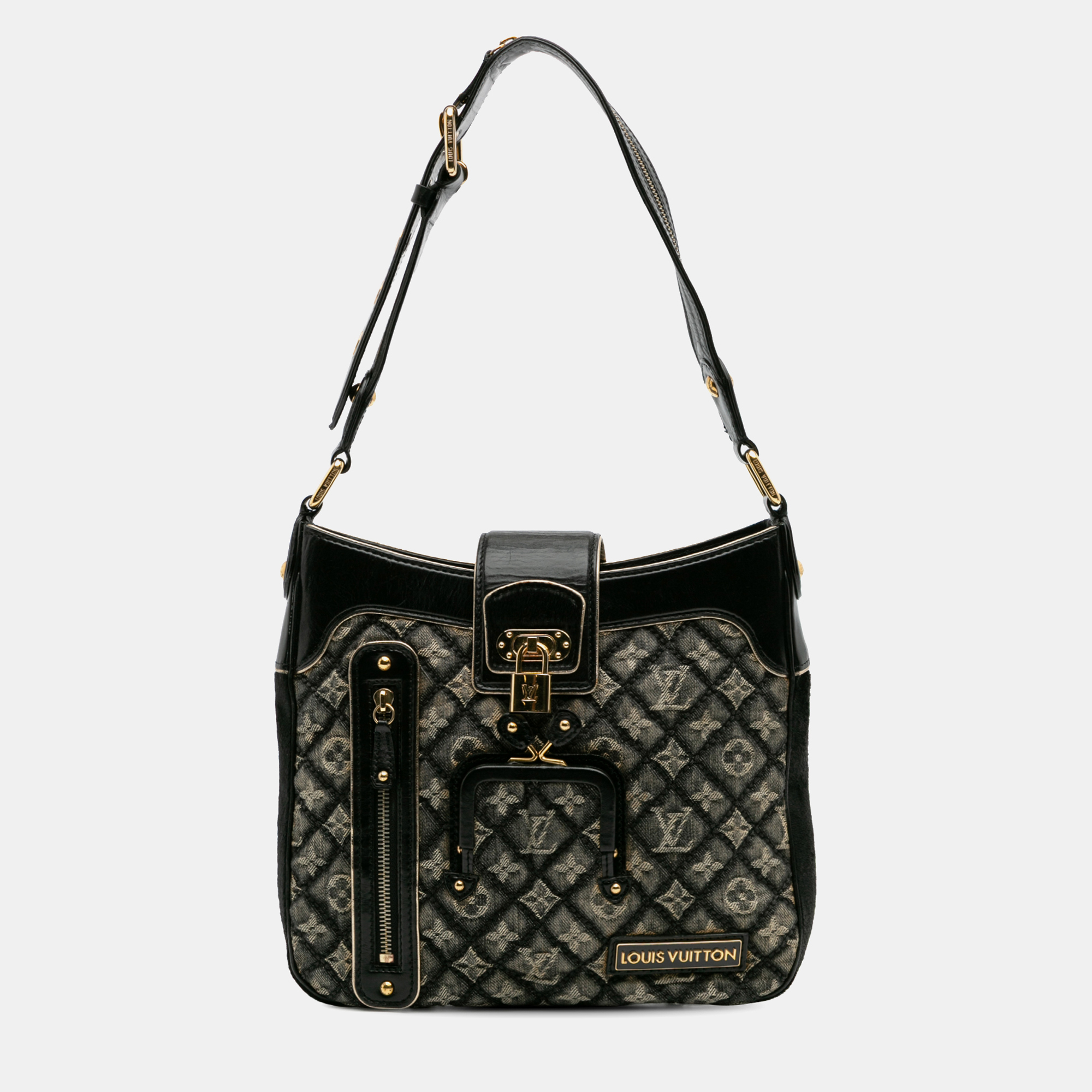 

Louis Vuitton Black Grey Quilted Monogram Denim Musette