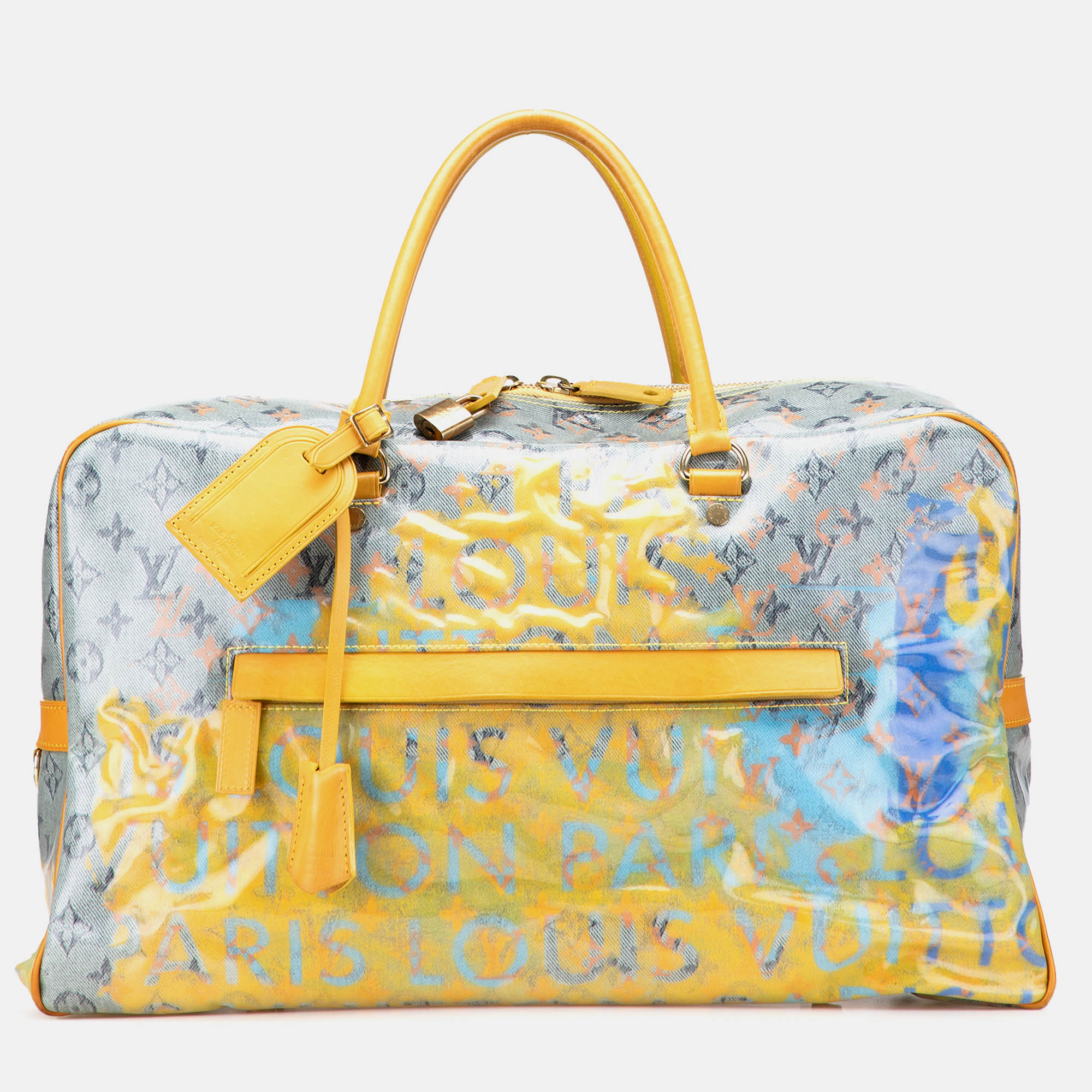 Pre-owned Louis Vuitton White Monogram Pulp Line Weekender Gm Bag