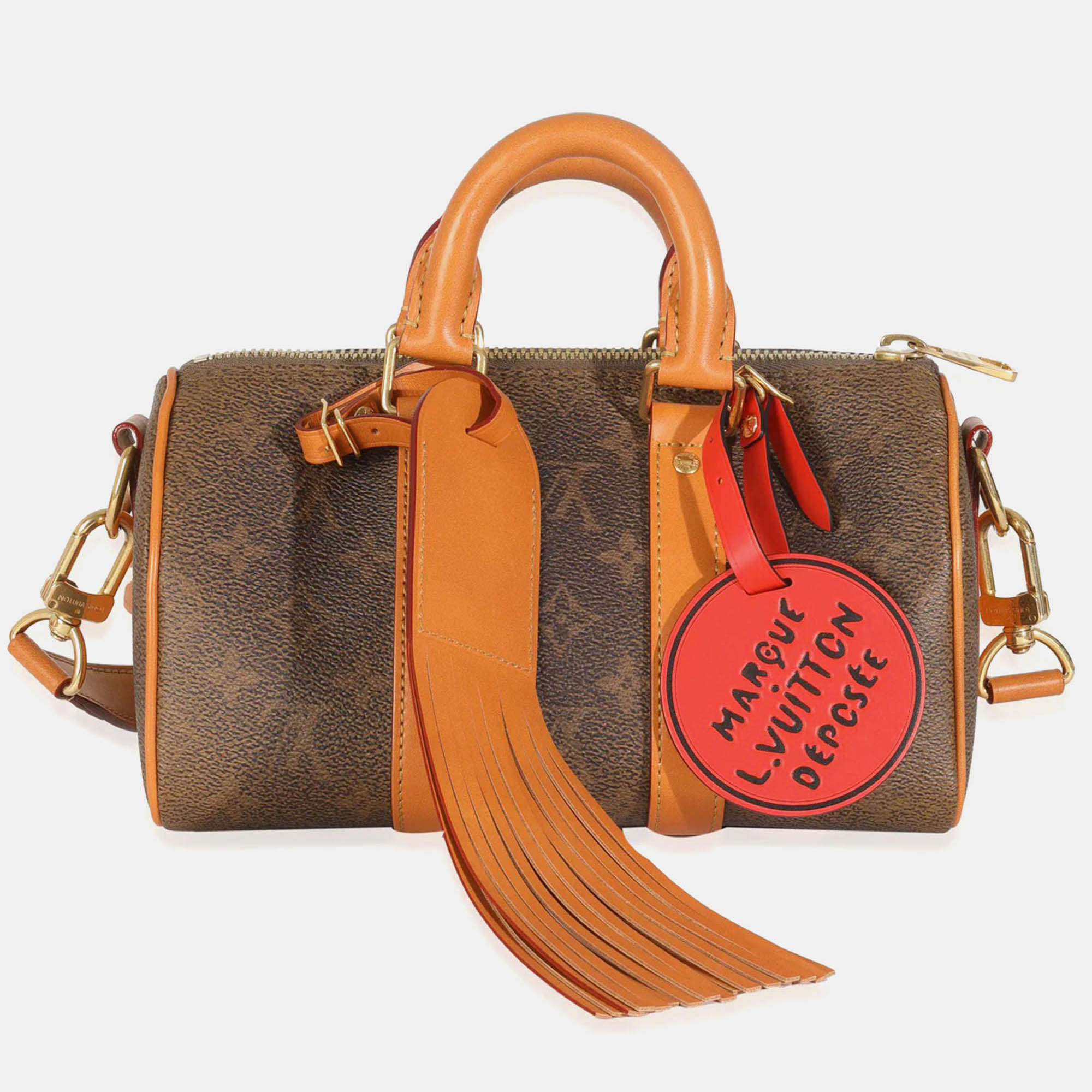 

Louis Vuitton Monogram Dust Canvas Keepall Bandouliere 25, Brown