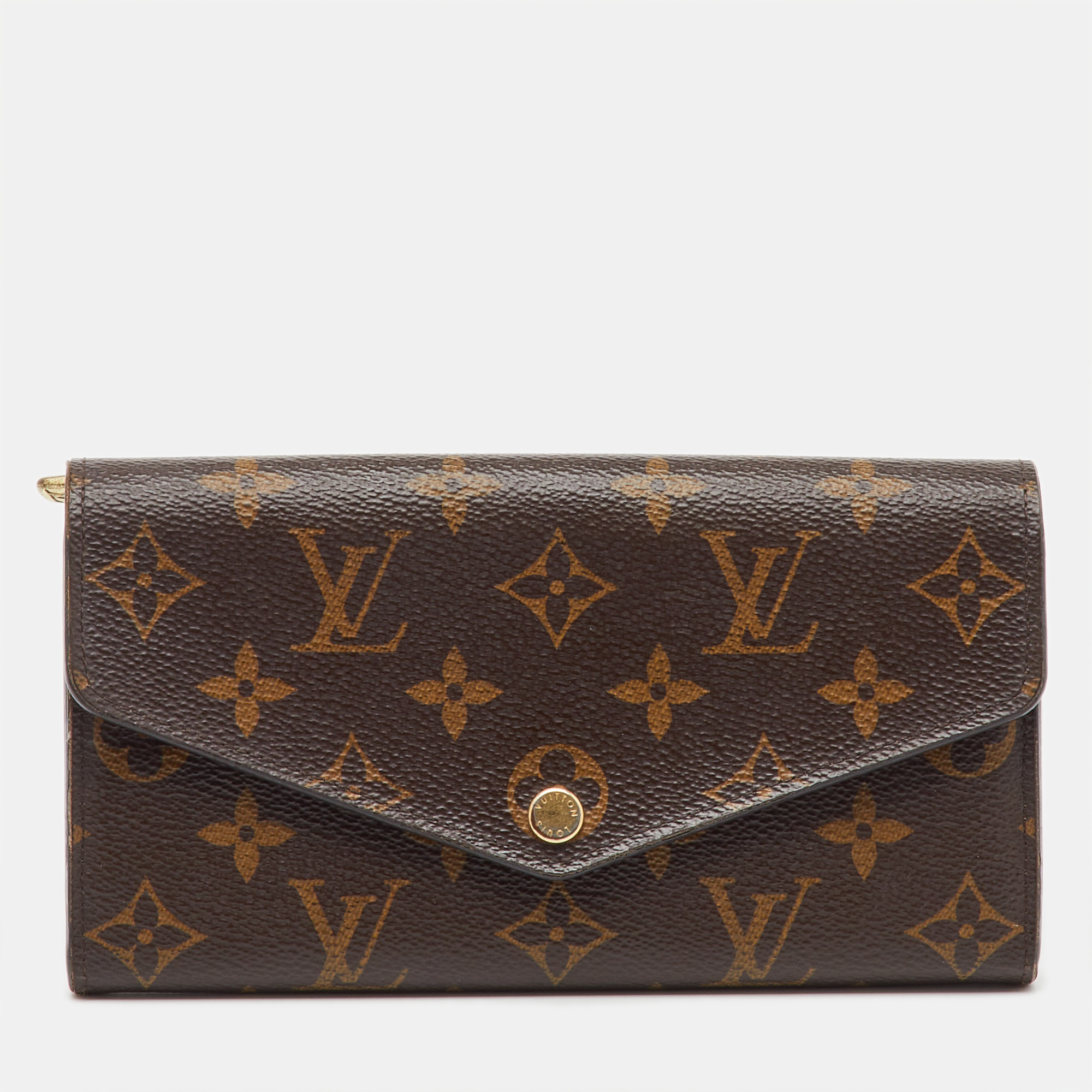 Pre-owned Louis Vuitton Monogram Canvas Sarah Wallet In Brown