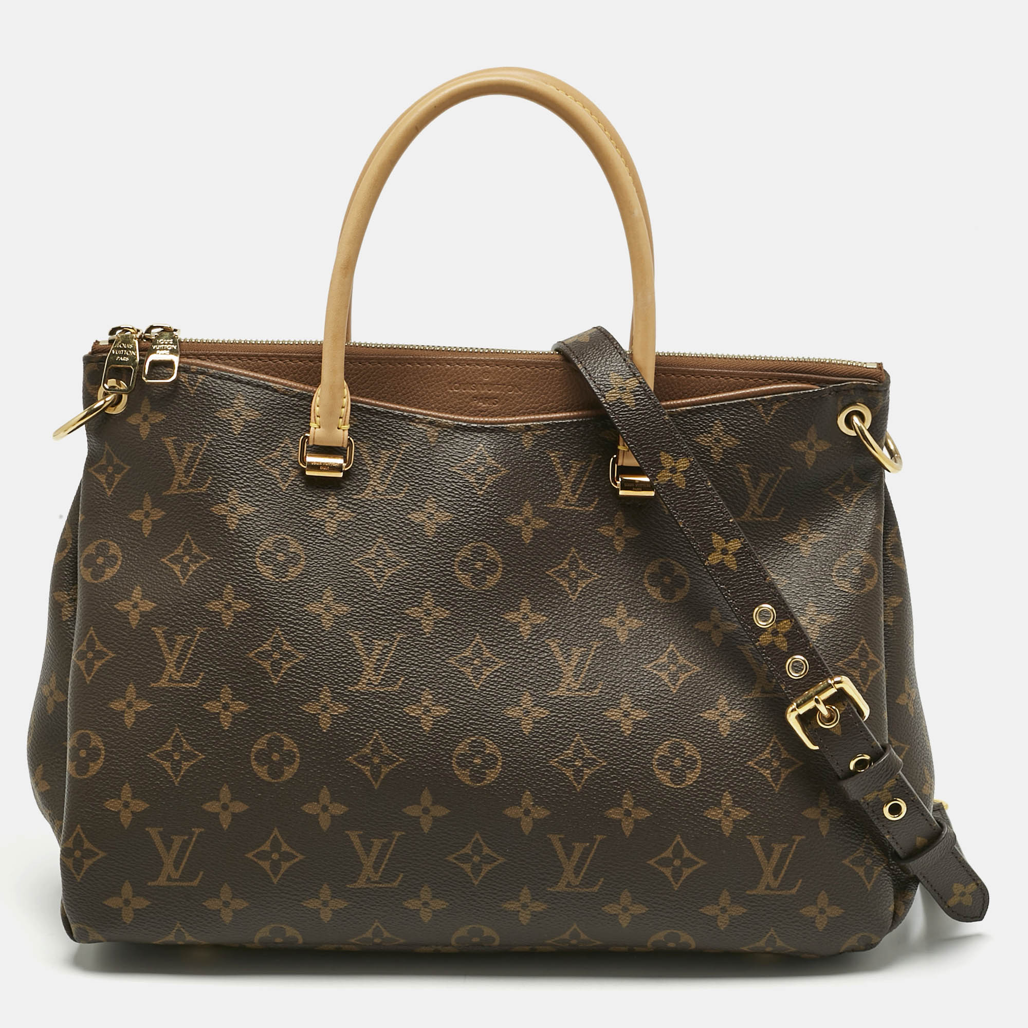 

Louis Vuitton Sesame Monogram Canvas Pallas MM Bag, Brown