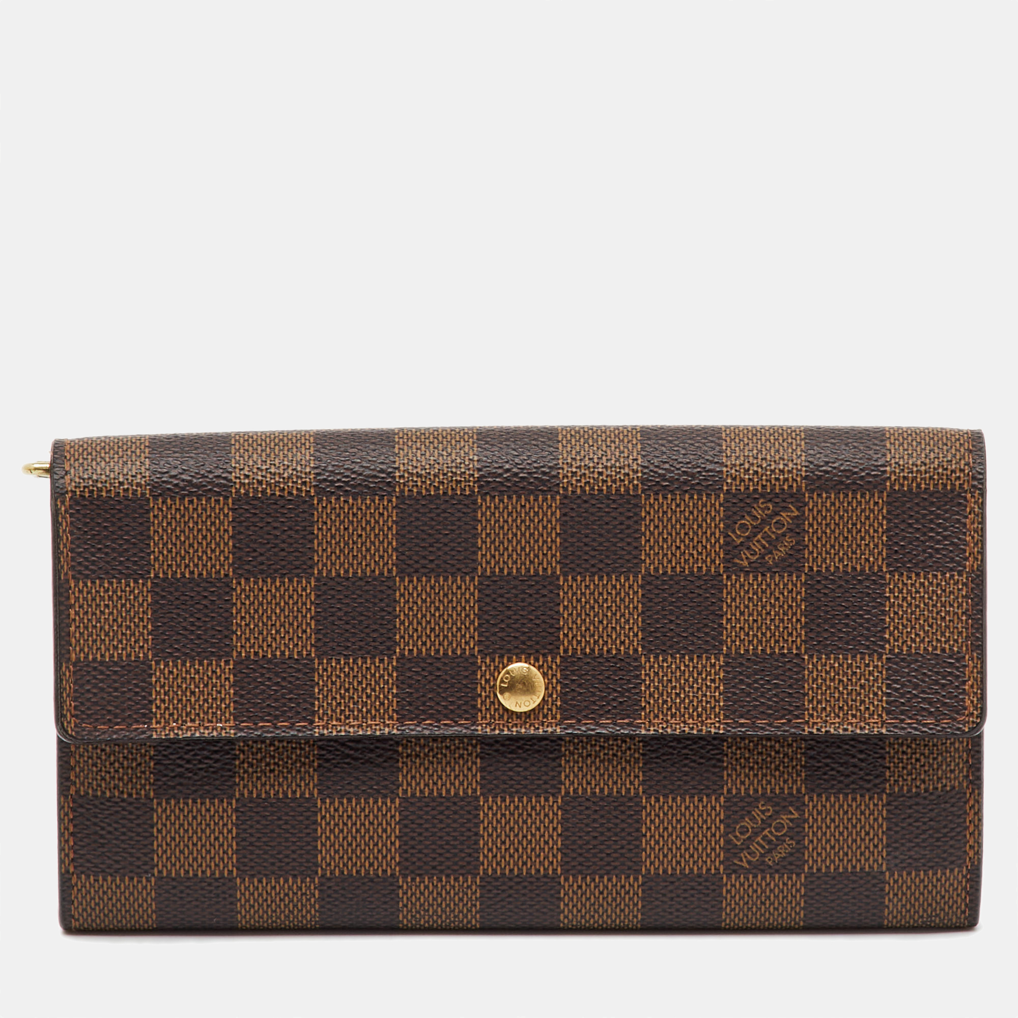 

Louis Vuitton Damier Ebene Canvas Sarah Long Wallet, Brown