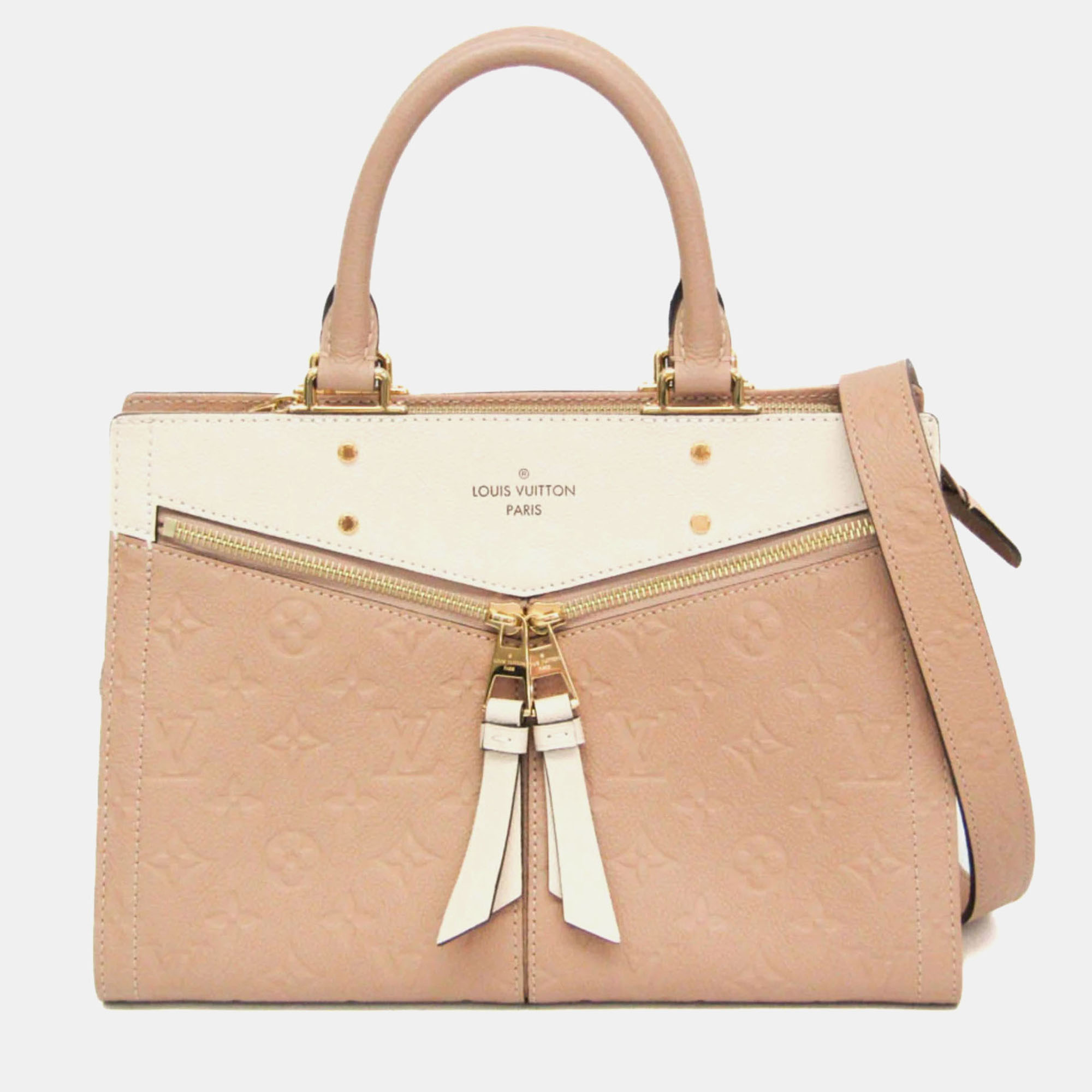 

Louis Vuitton Monogram Empreinte Three PM Handbag Beige Rose Cream